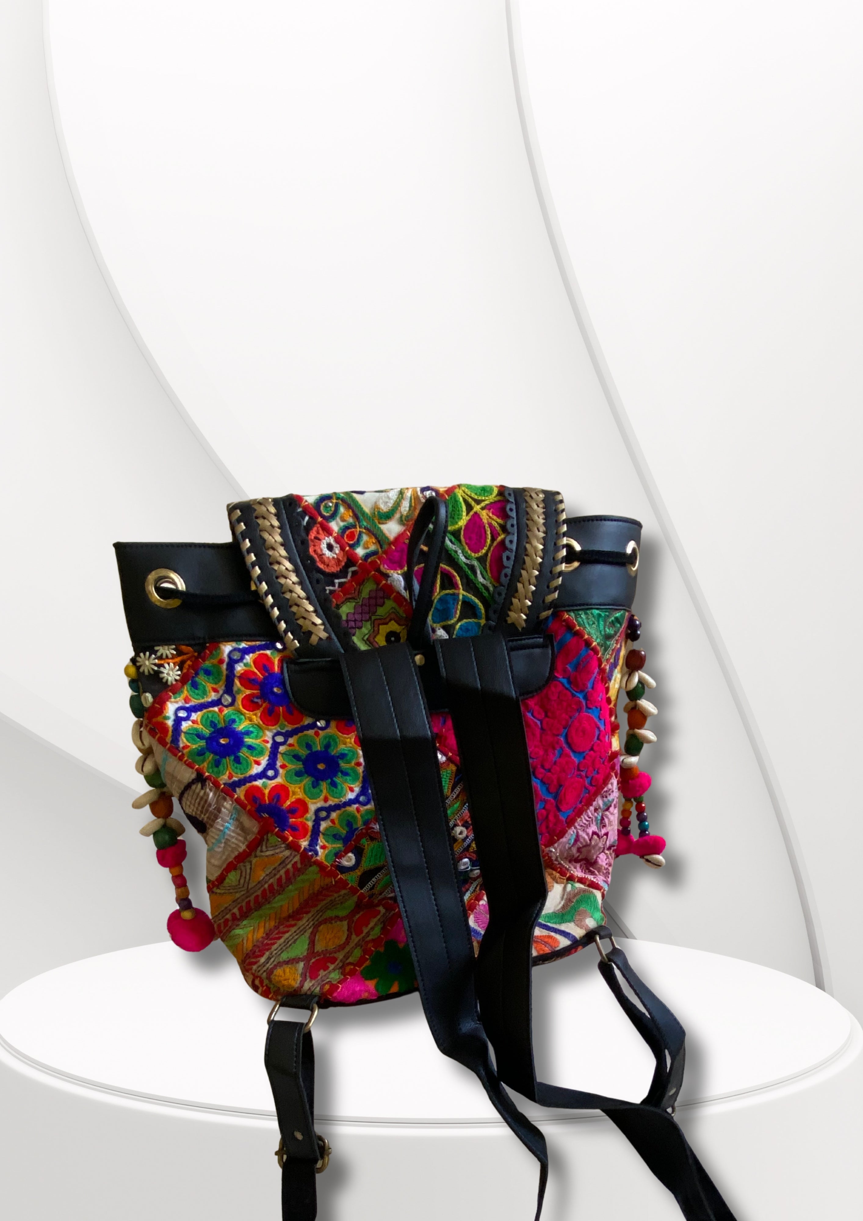 Azure Designer Backpack Microbead Medallion - Carry Culture - Banjara Bags