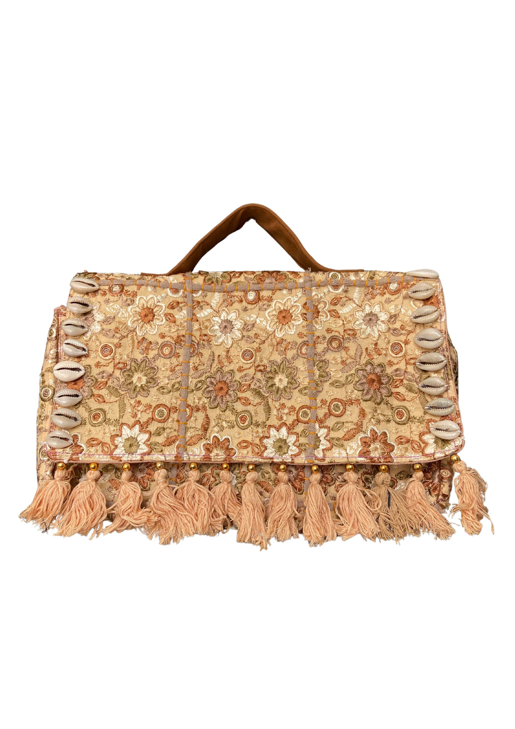 Ruhi - Luxury Handheld in Beige Floral - Banjara Bags