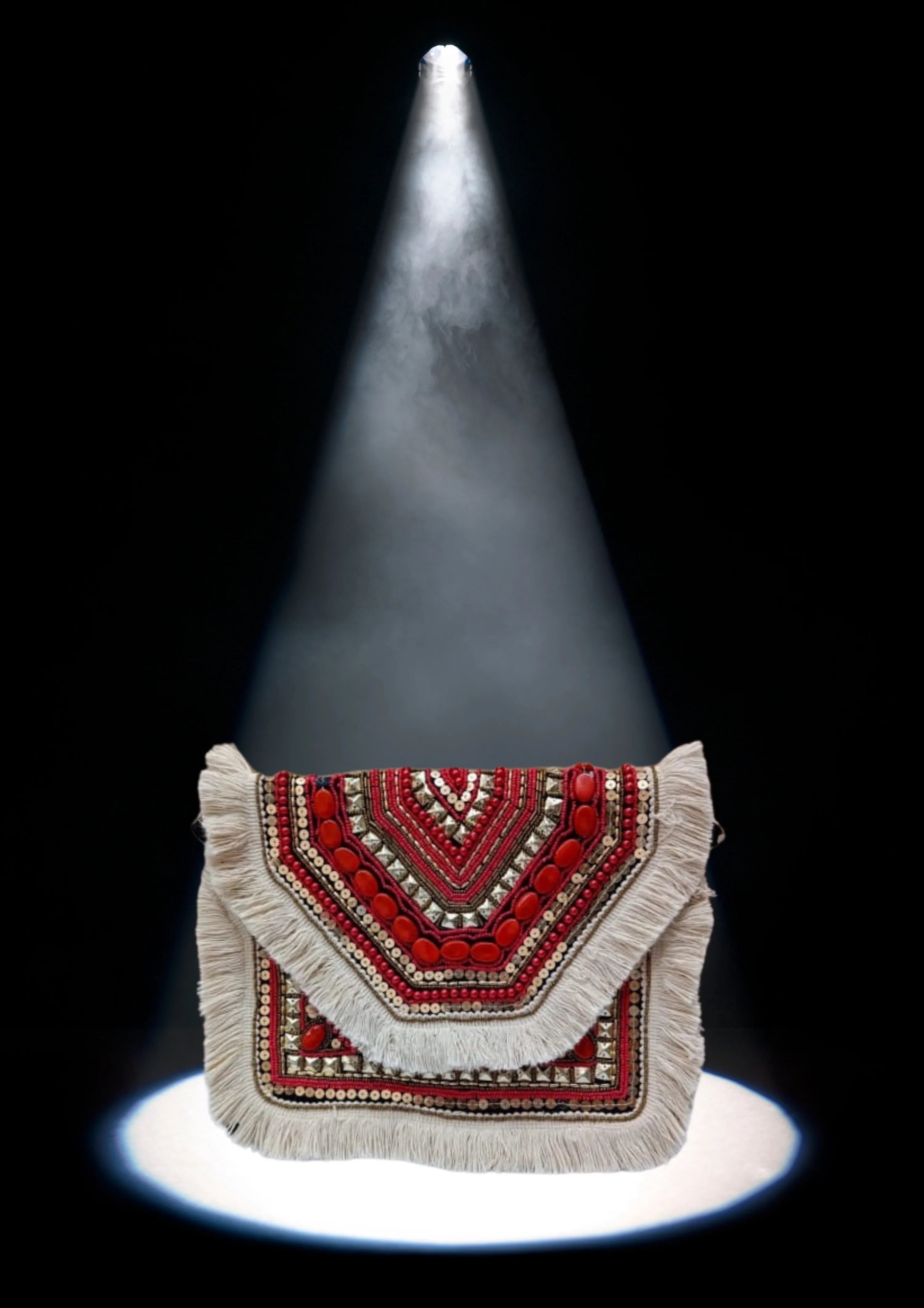 Athira - Burgundy Bead Fringe - Banjara Bags