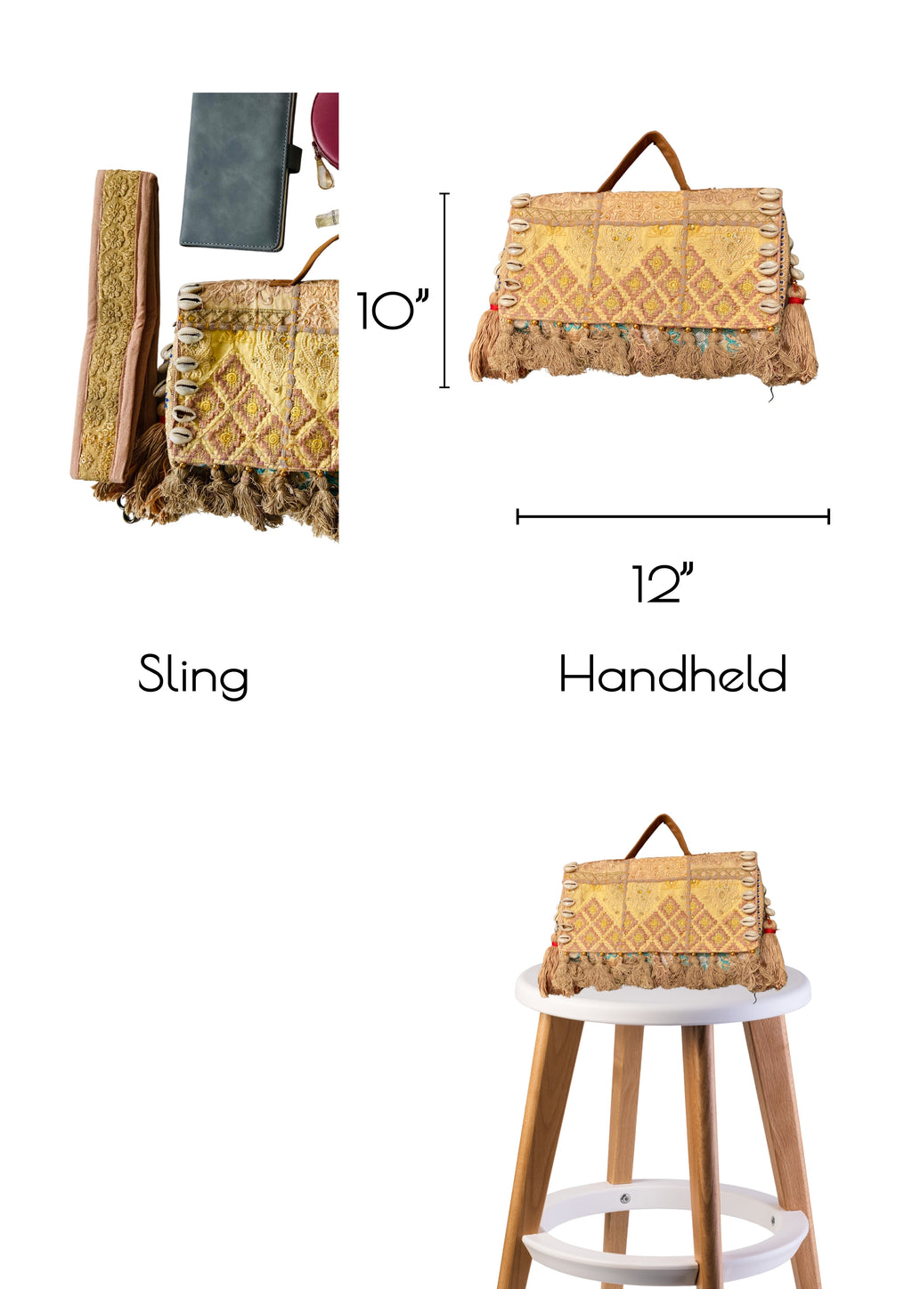 Ruhi - Luxury Handheld in Beige - Banjara Bags