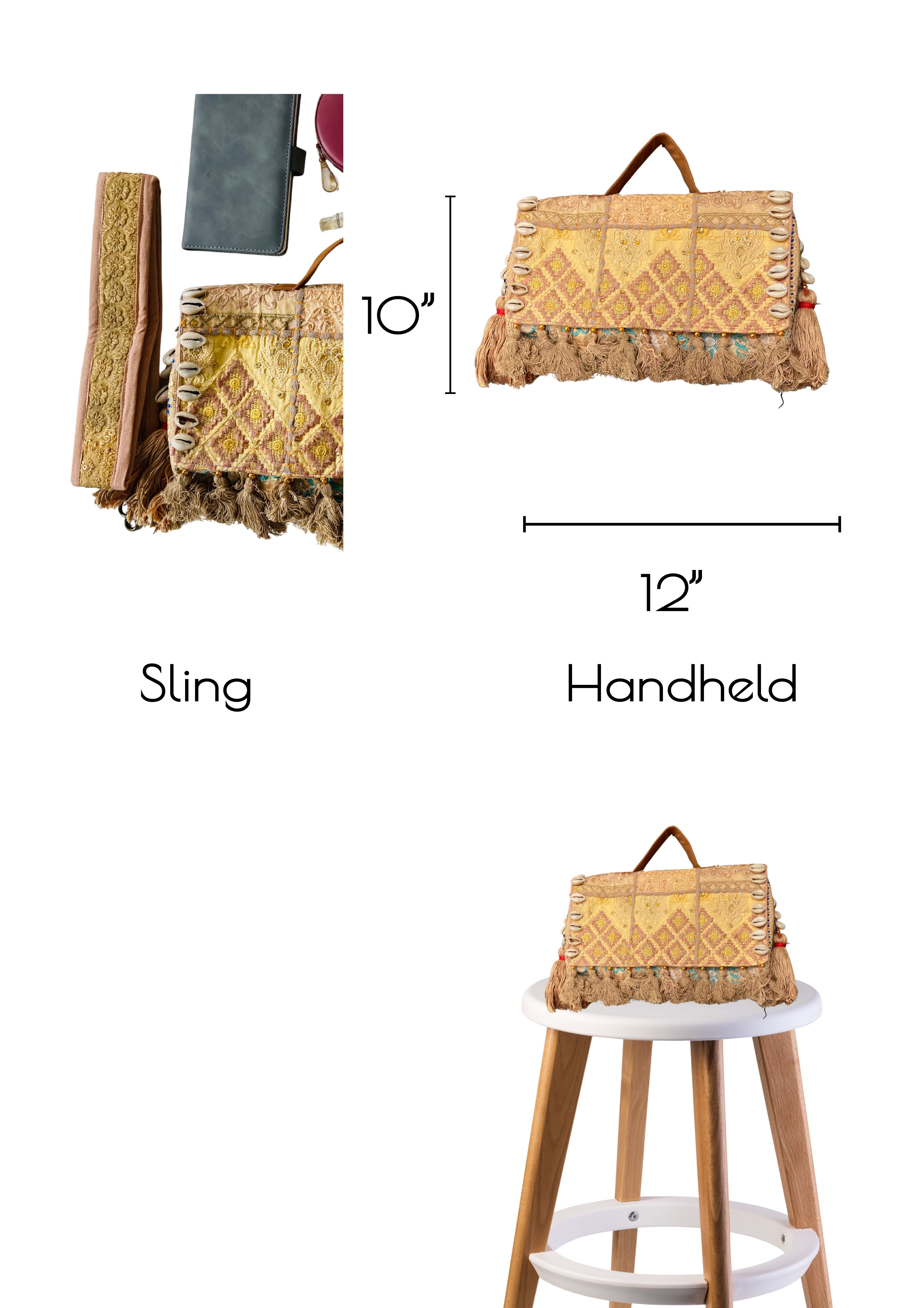 Ruhi - Luxury Handheld in Beige - Banjara Bags