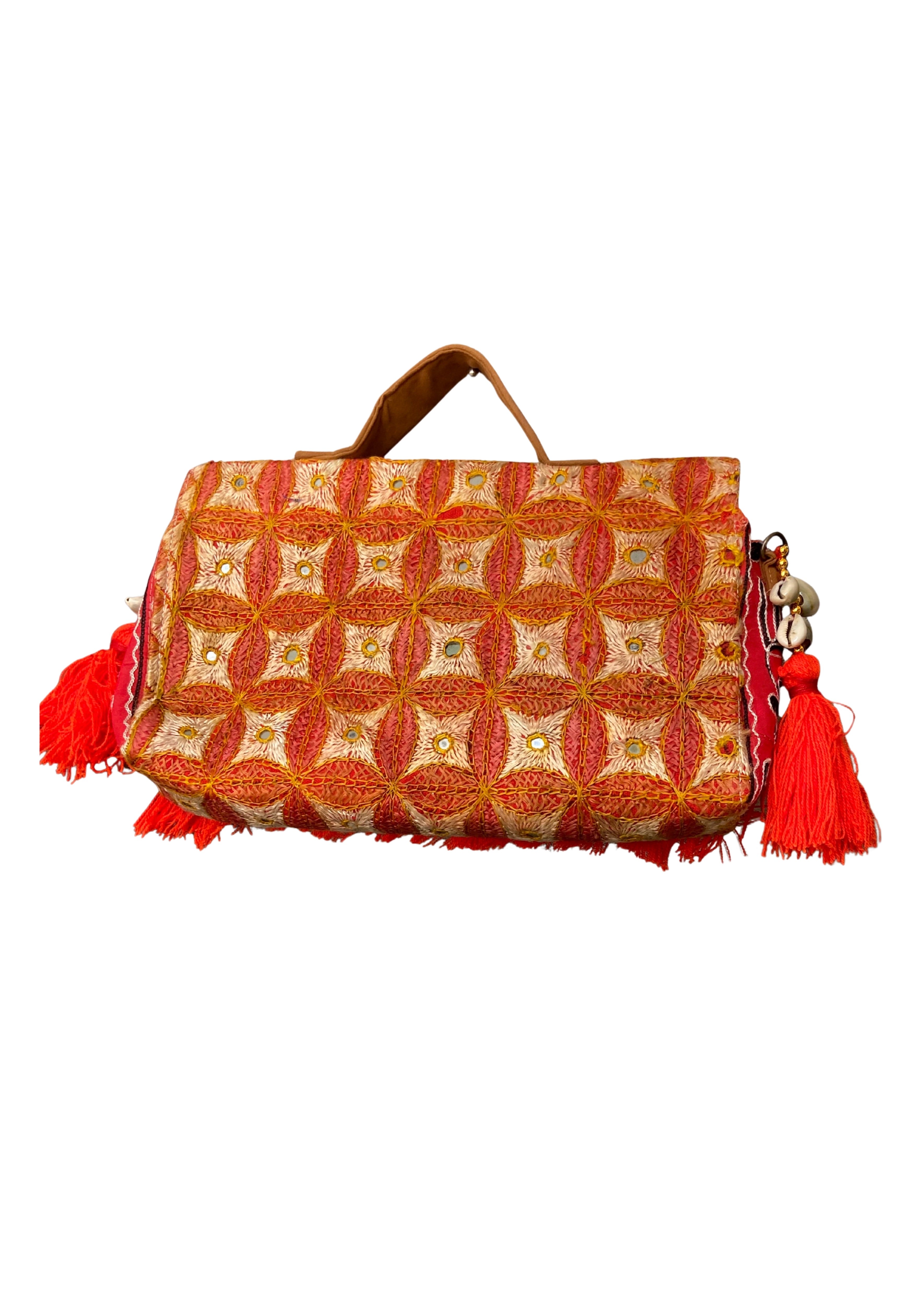 Ruhi - Luxury Handheld in Flame Orange - Banjara Bags