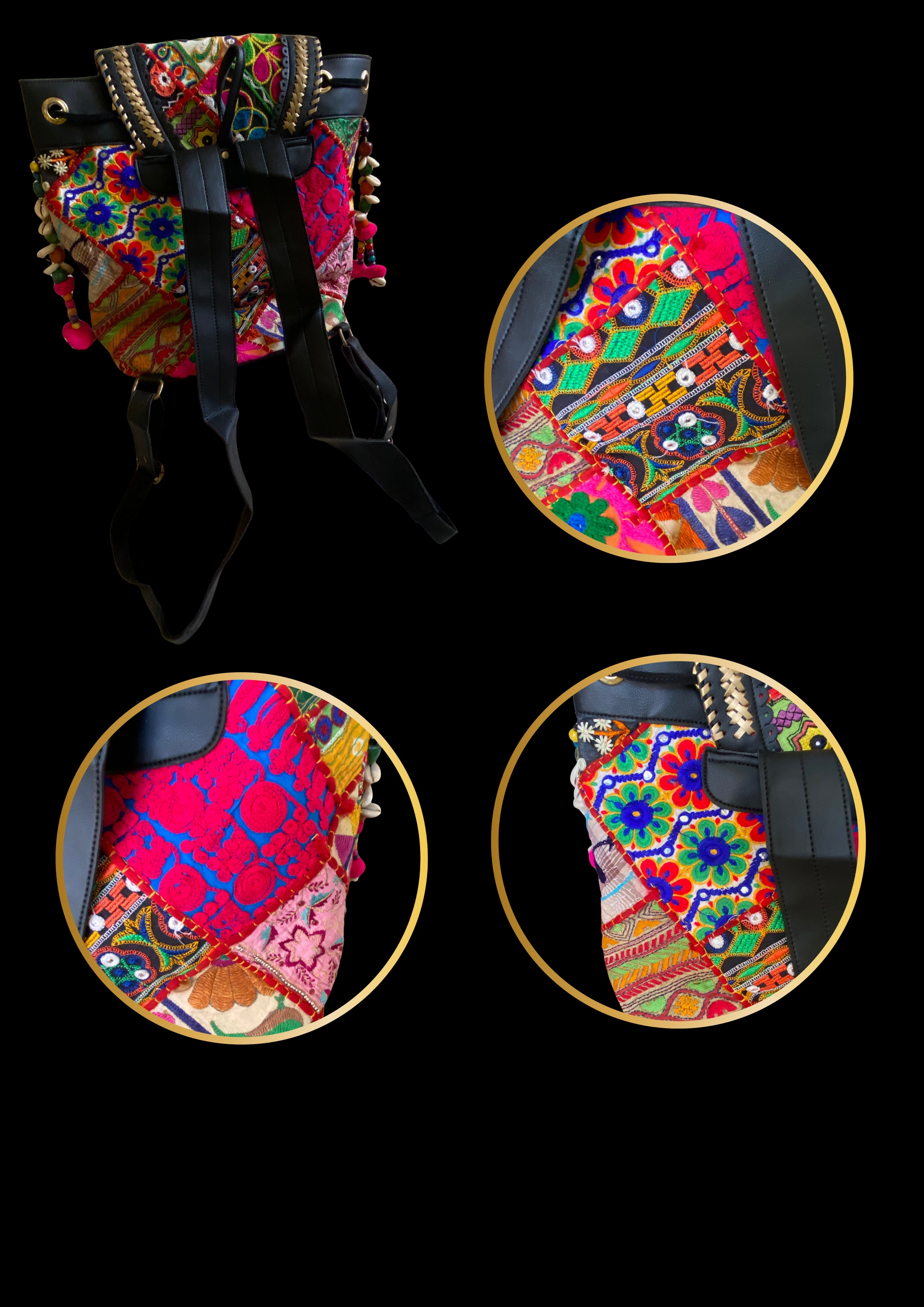 Azure Designer Backpack Microbead Medallion - Carry Culture - Banjara Bags