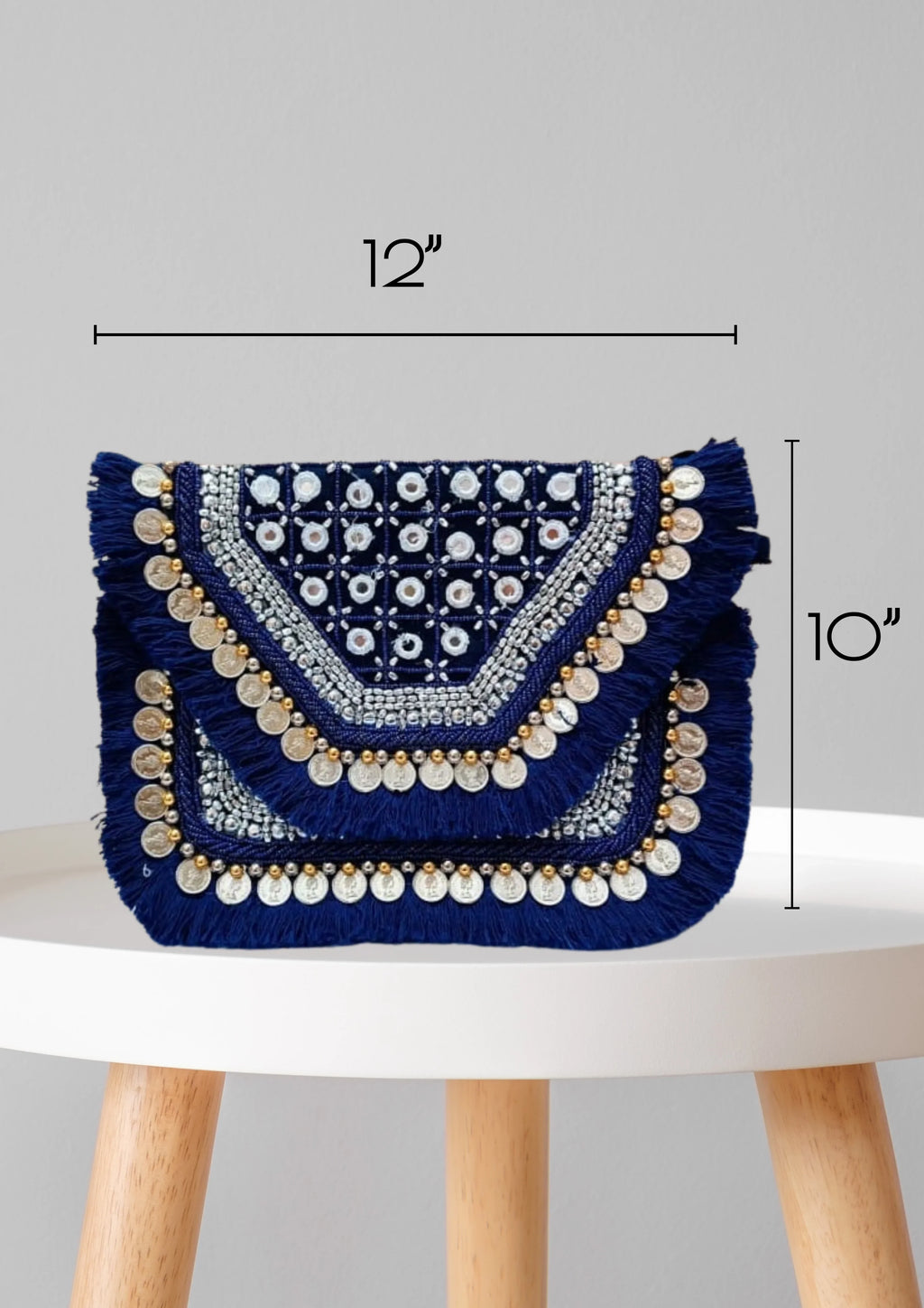 Athira - Midnight Blue Fringe - Banjara Bags