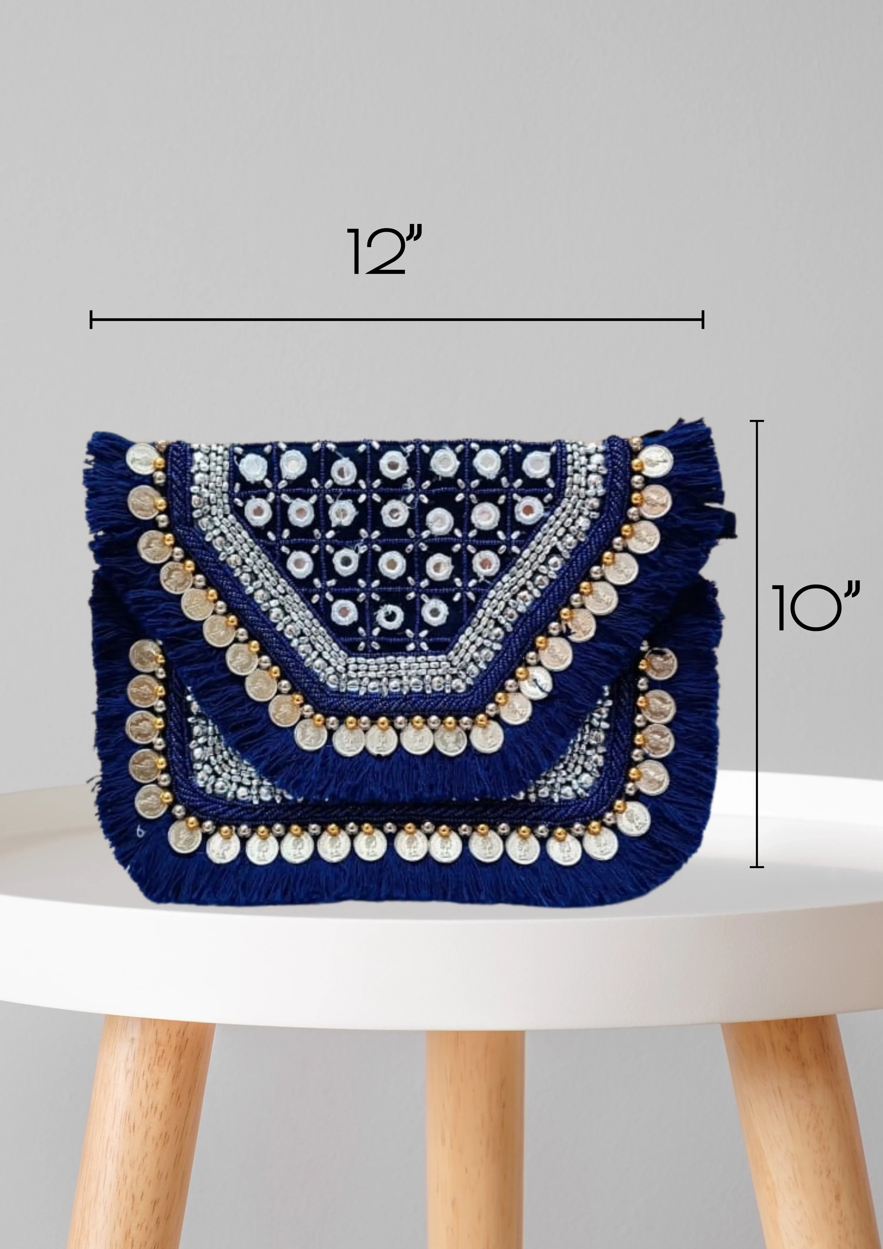 Athira - Midnight Blue Fringe - Banjara Bags