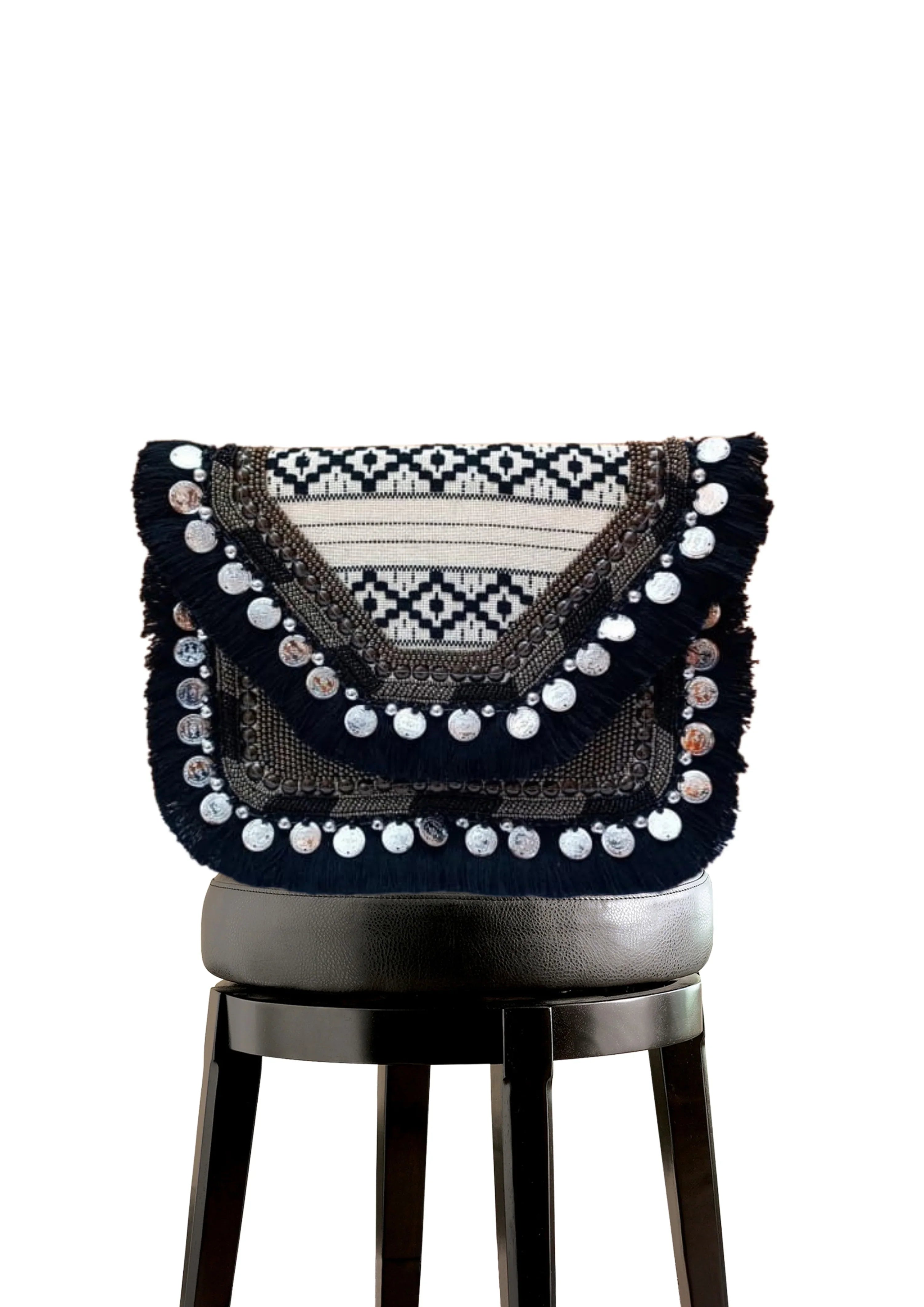 Athira - Monochrome Black Fringe - Banjara Bags