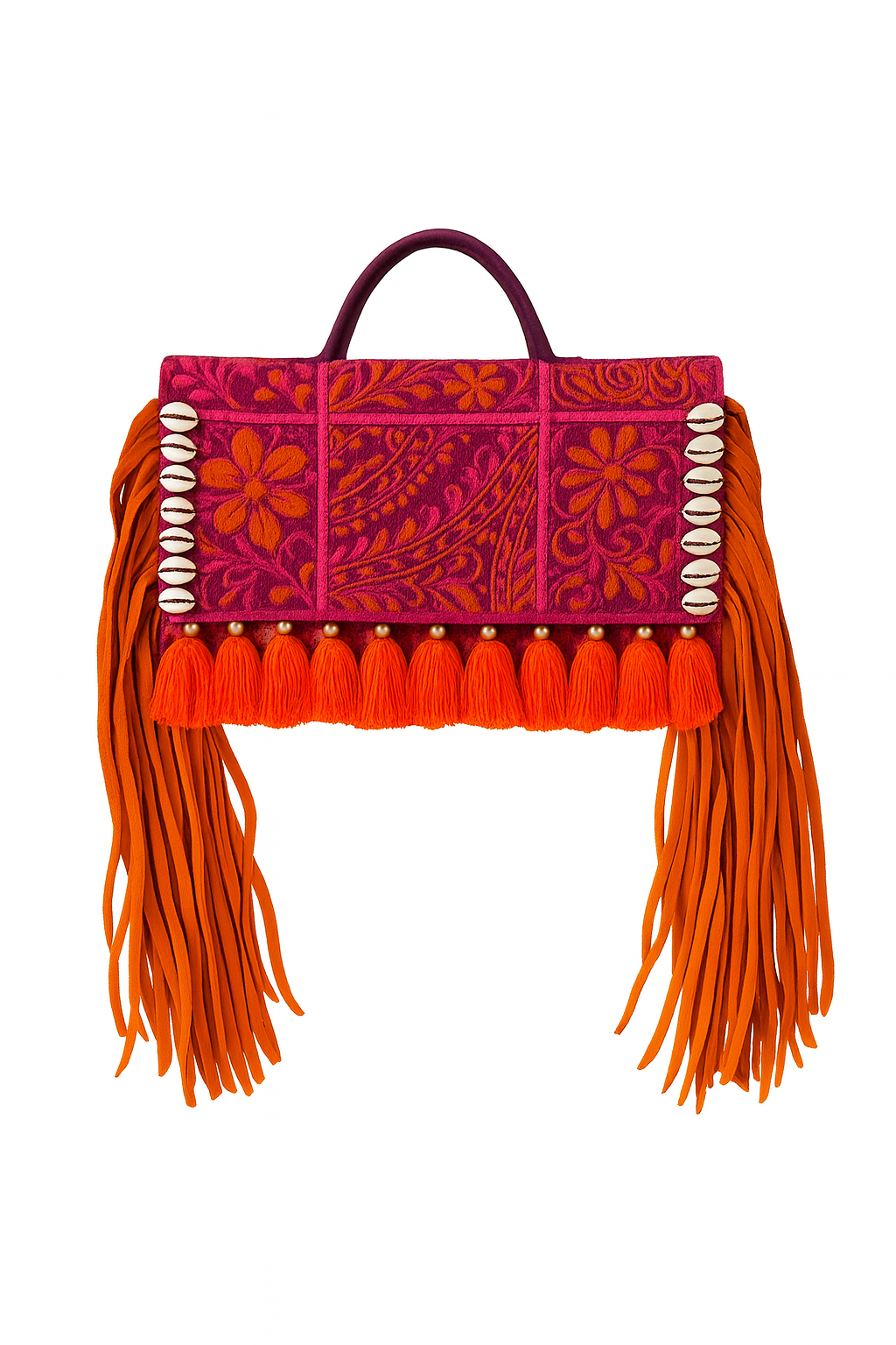Ruhi - Soulful Elegance in Hot Pink and Neon Orange - Banjara Bags