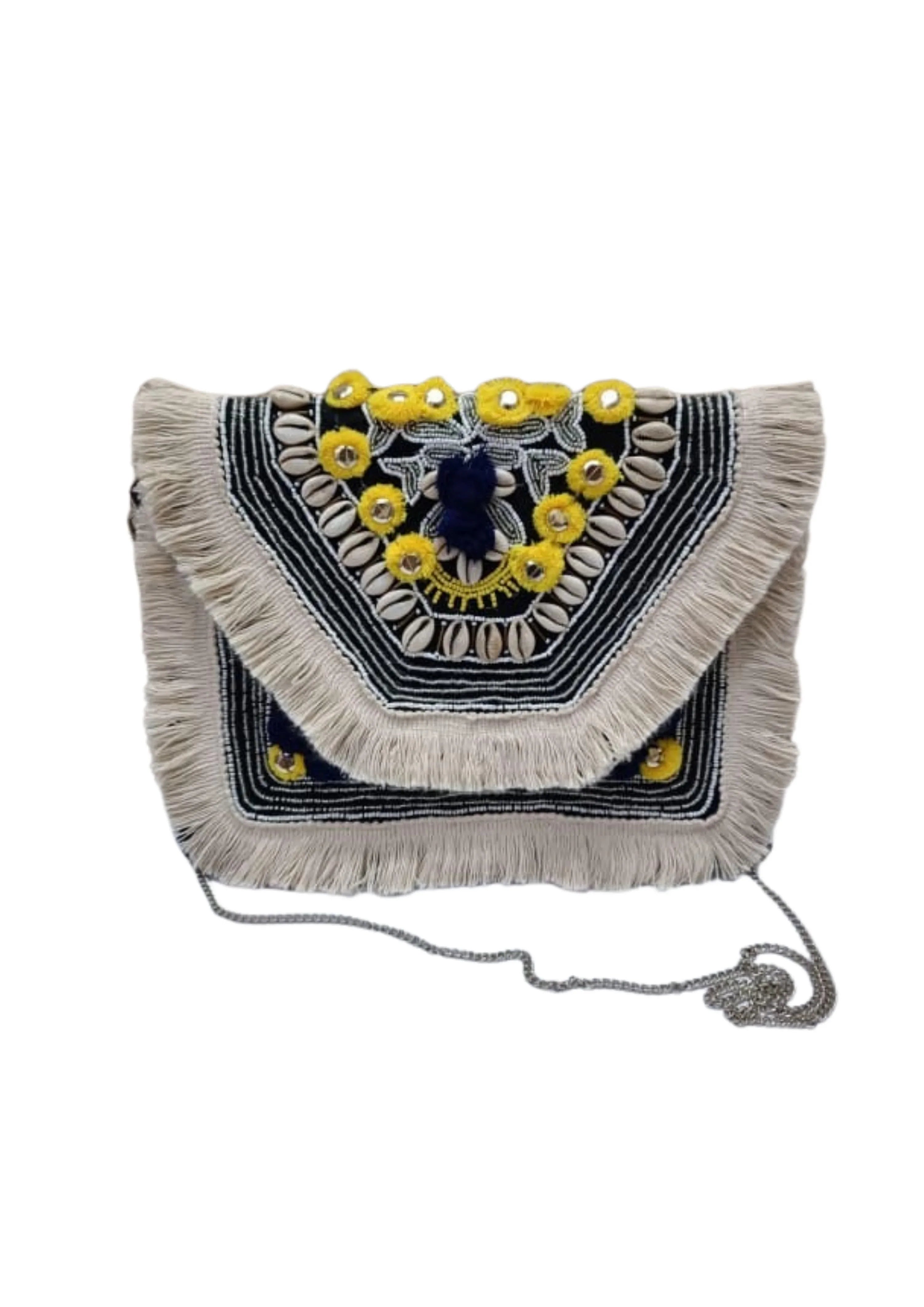 Athira - Monochrome Yellow Accents - Banjara Bags