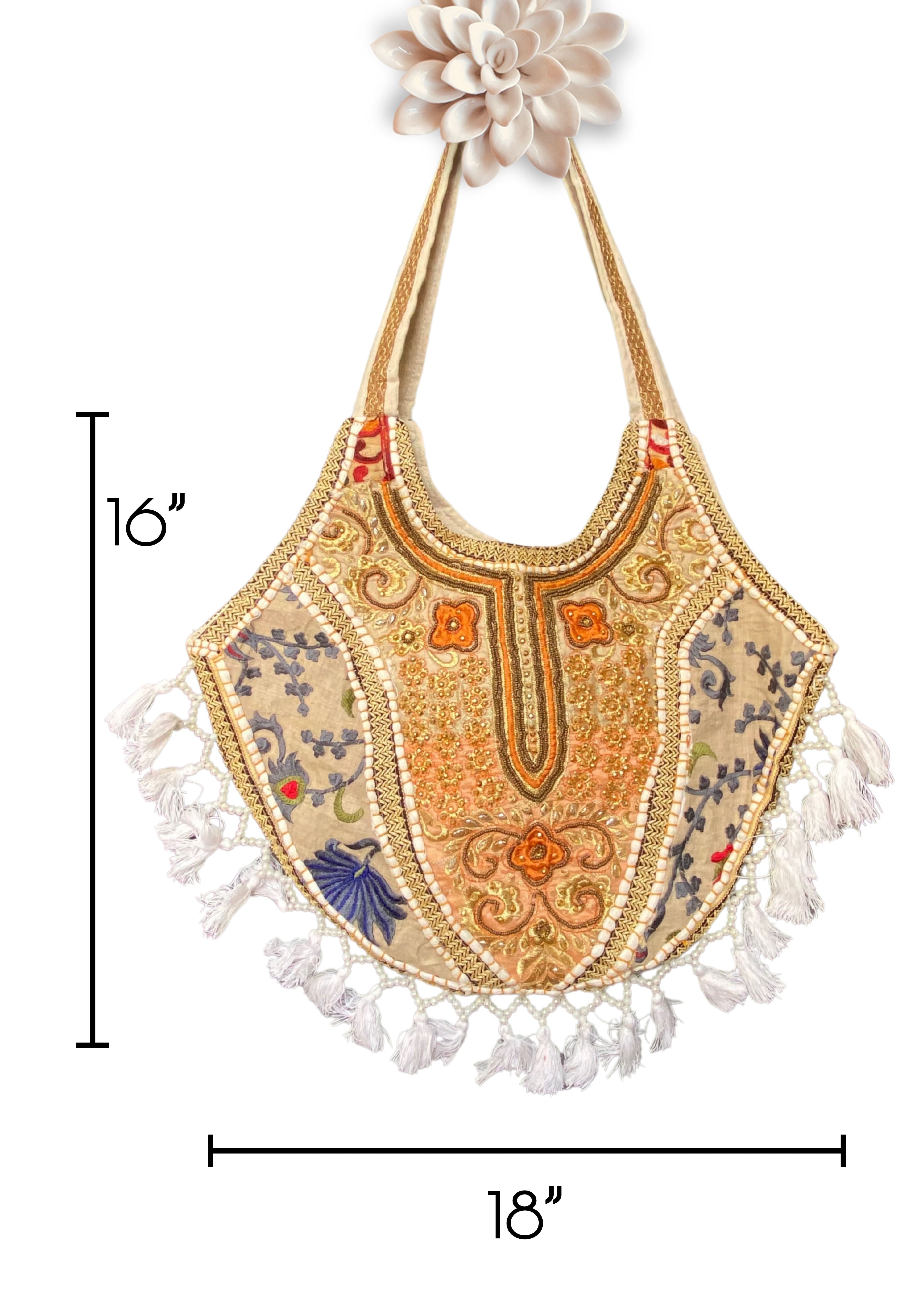 Mithra - Pearl White Tassles - Banjara Bags