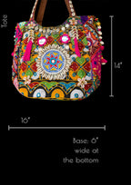 Aaliyah Designer Tote - Cowrie Shell and Micro-bead Medallion - Banjara Bags