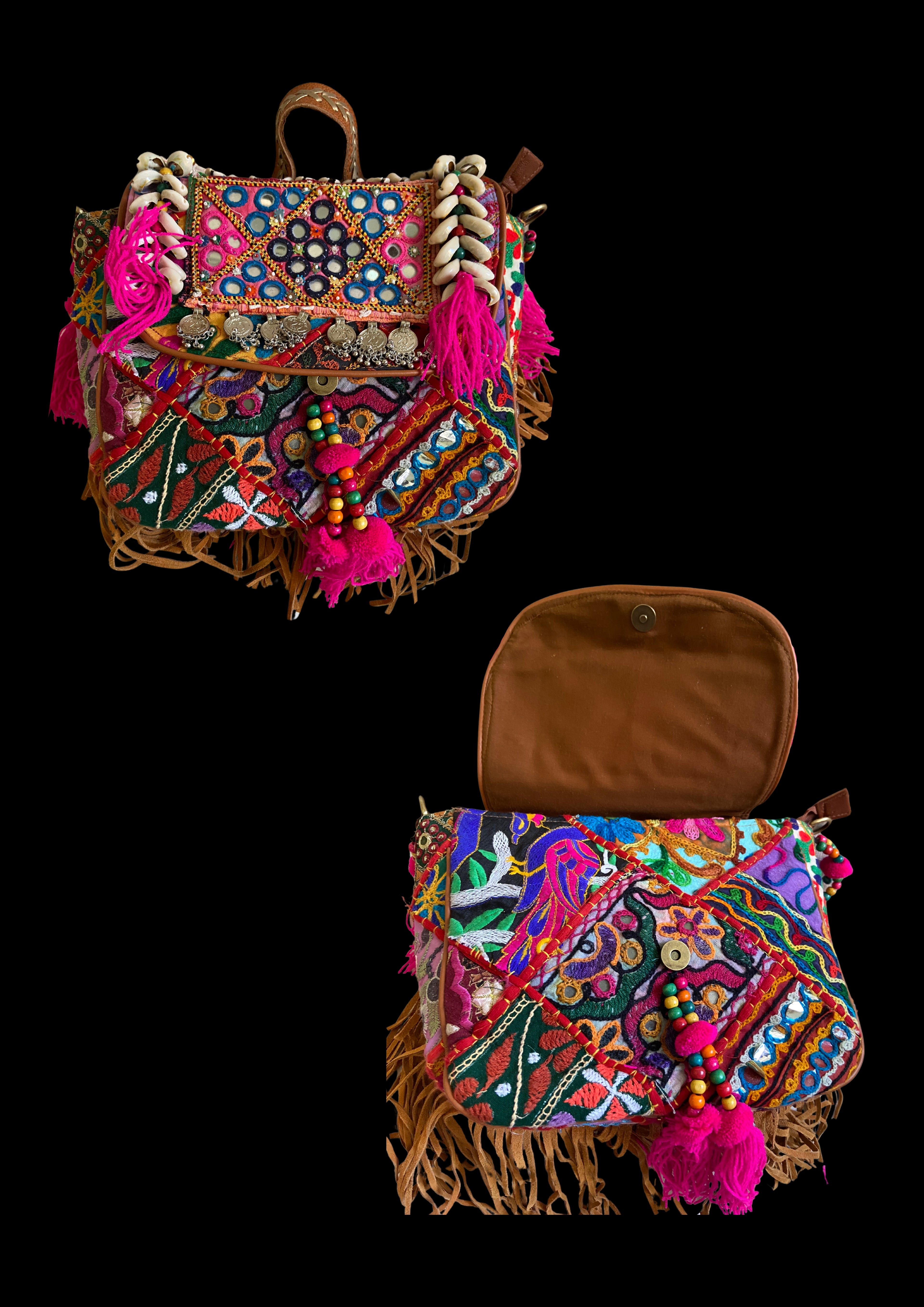 Ruhi Luxe Cowgirl Sling with Mirrorwork - Banjara Bags