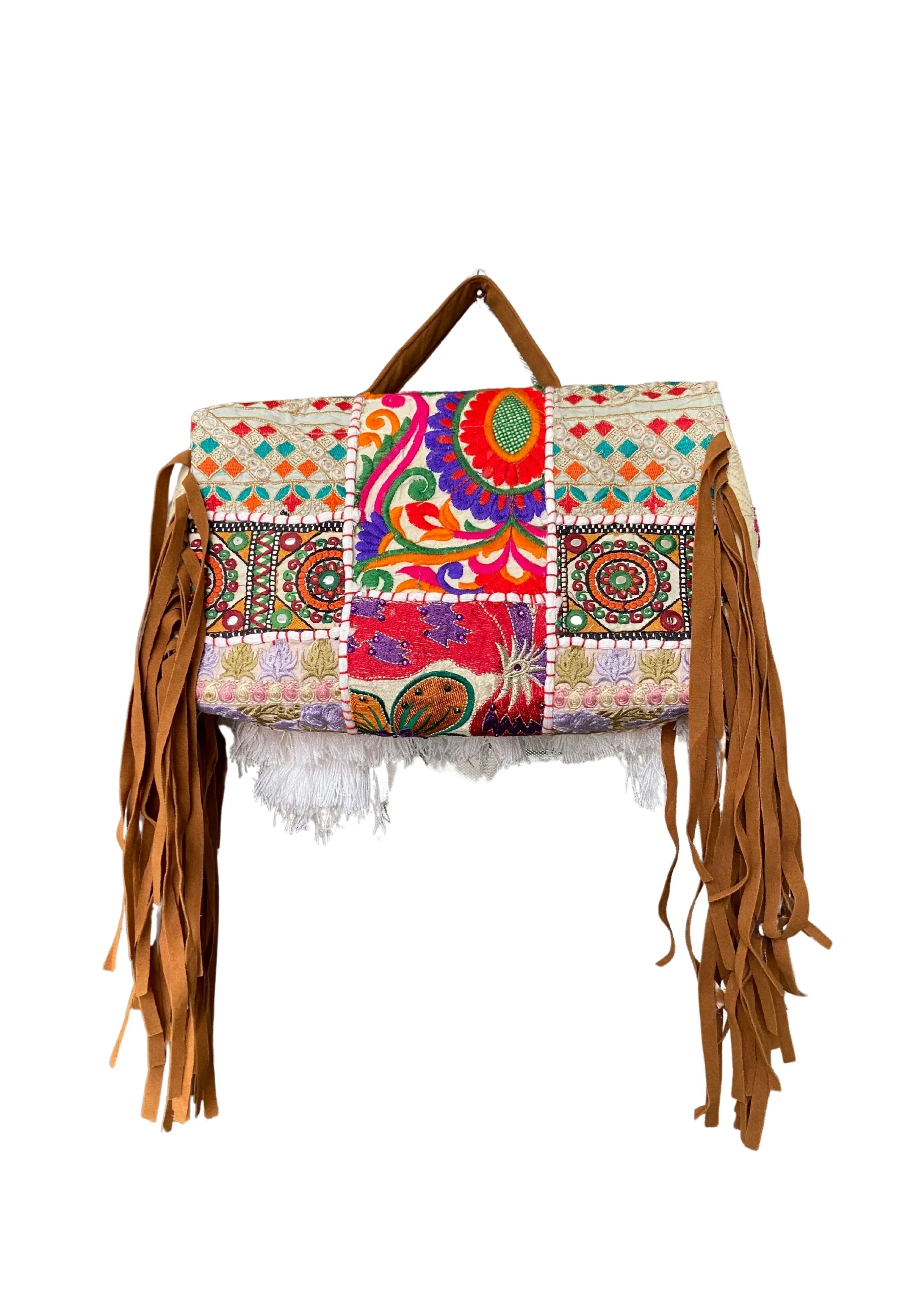 Ruhi - Soulful Elegance in Snow White Tassels - Banjara Bags