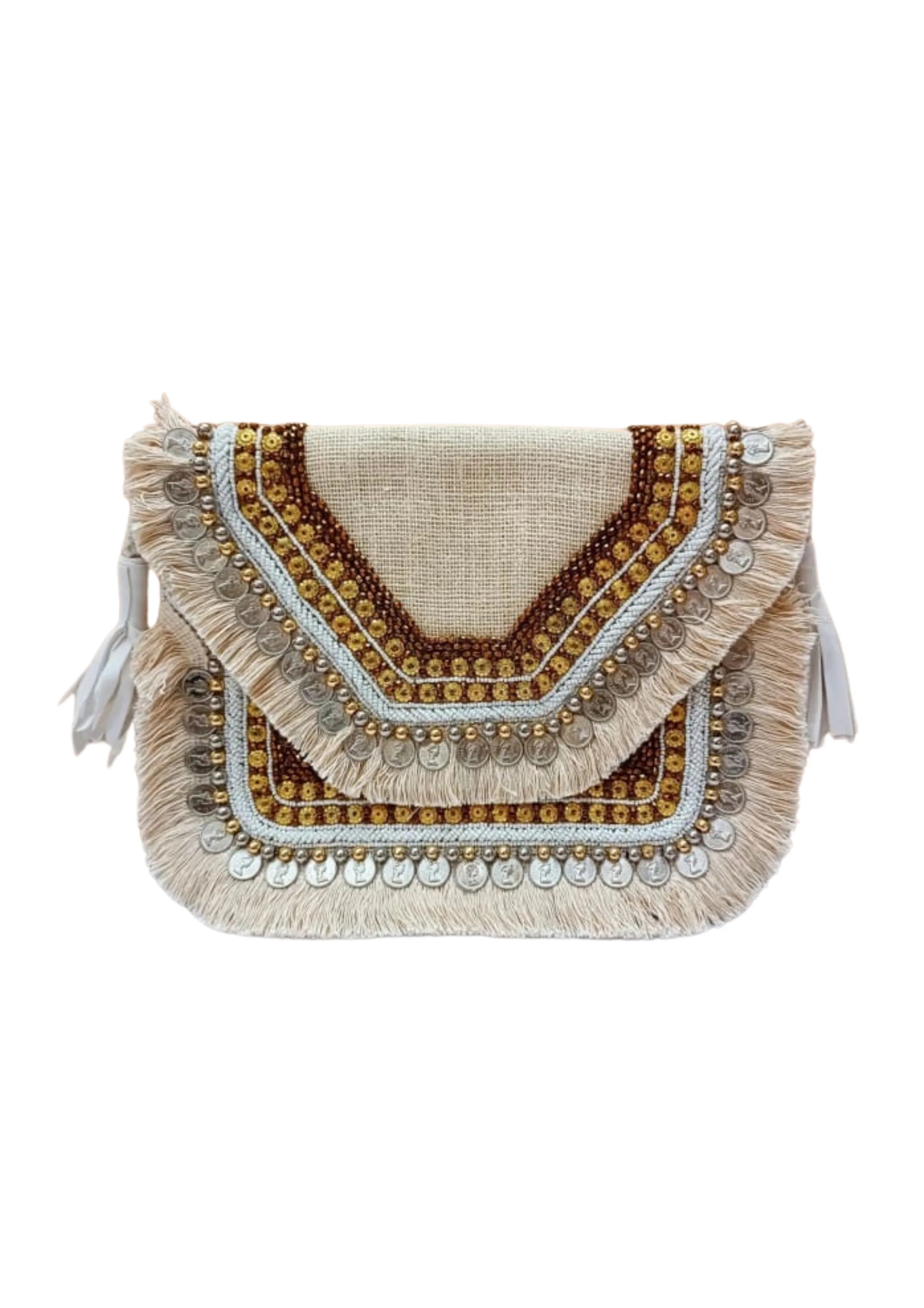 Athira - Jute Beige Fringe - Banjara Bags
