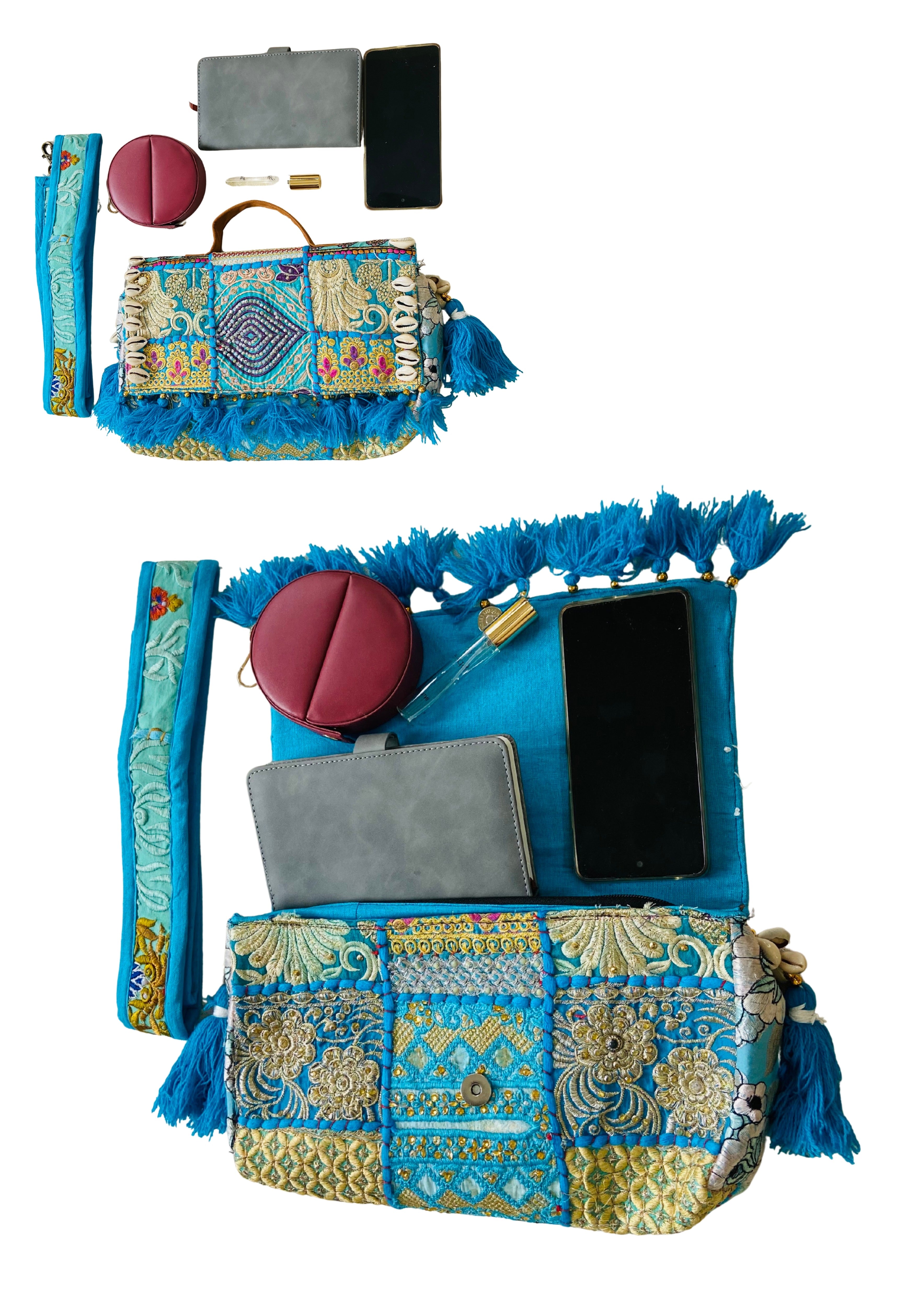 Ruhi - Soulful Elegance in Denim Blue - Banjara Bags