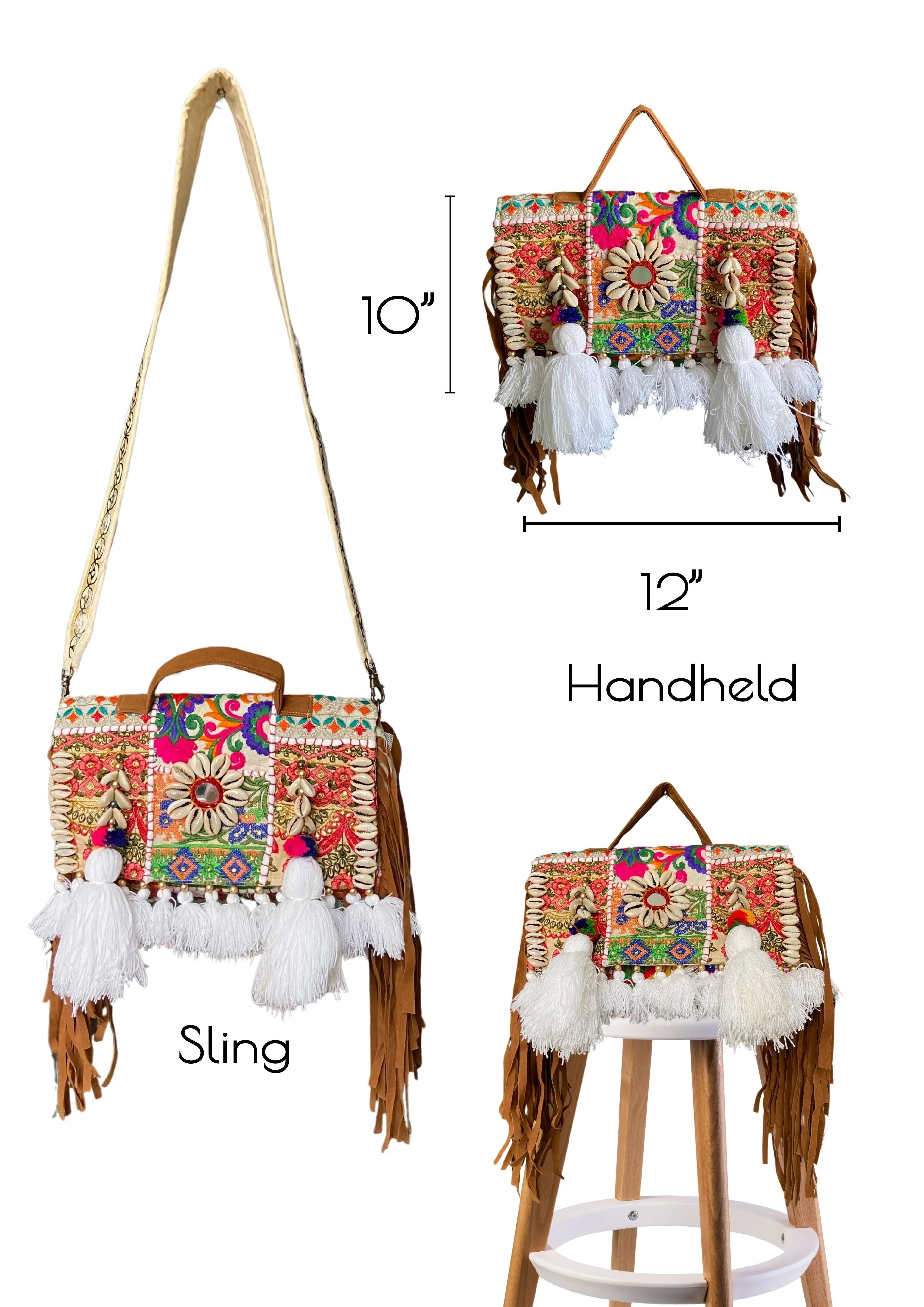 Ruhi - Soulful Elegance in Snow White Tassels - Banjara Bags