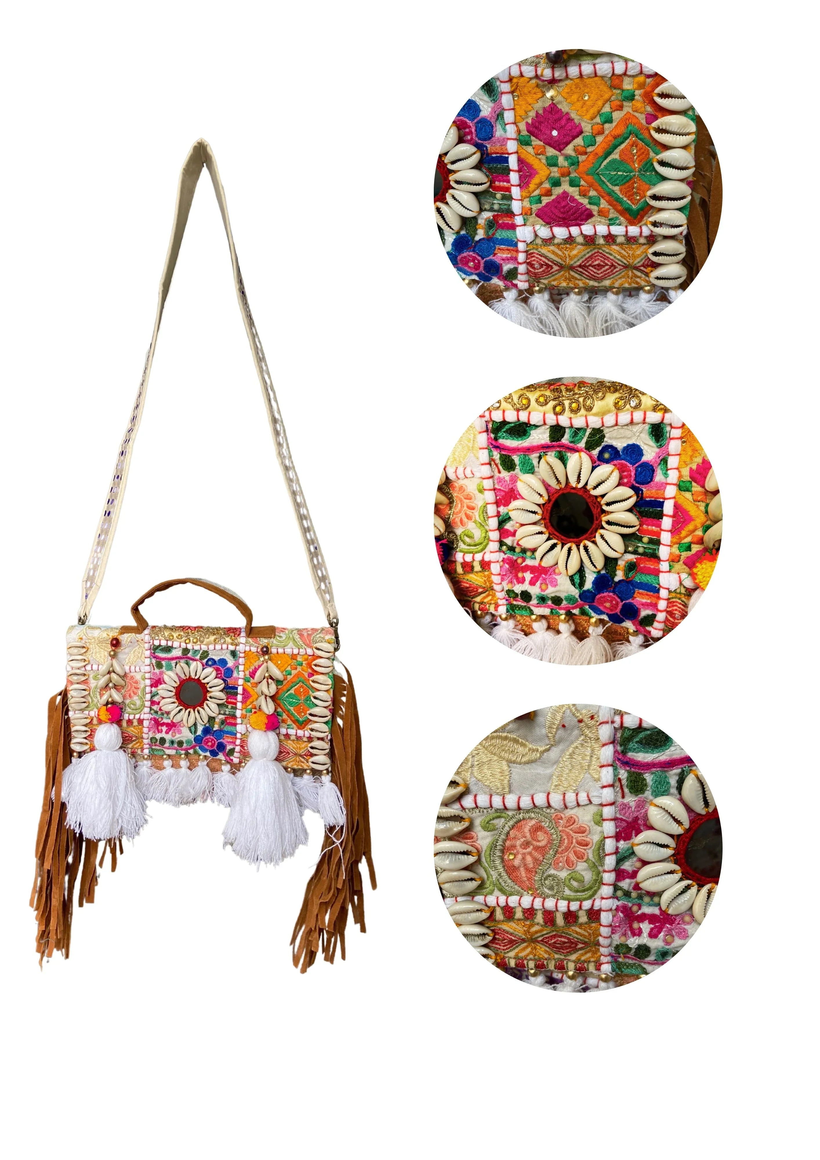 Ruhi - Soulful Elegance In Pearl White Tassels - Banjara Bags