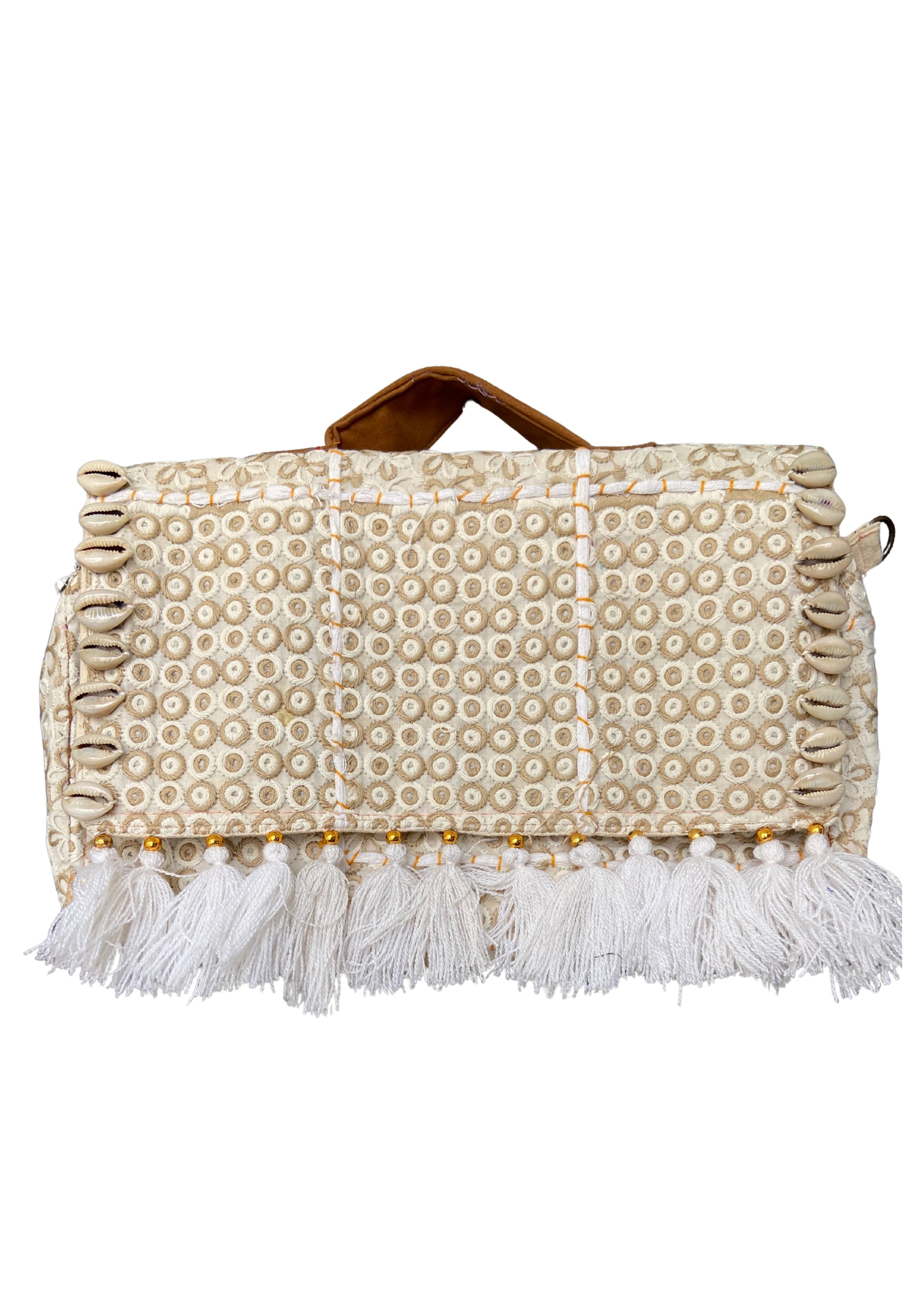 Ruhi - Luxury Handheld in Pearl White - Banjara Bags