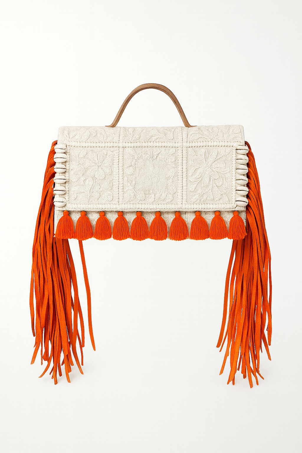 Ruhi - Soulful Elegance in Cream and Orange - Banjara Bags