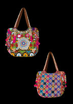 Aaliyah Designer Tote - Cowrie Shell and Micro-bead Medallion - Banjara Bags