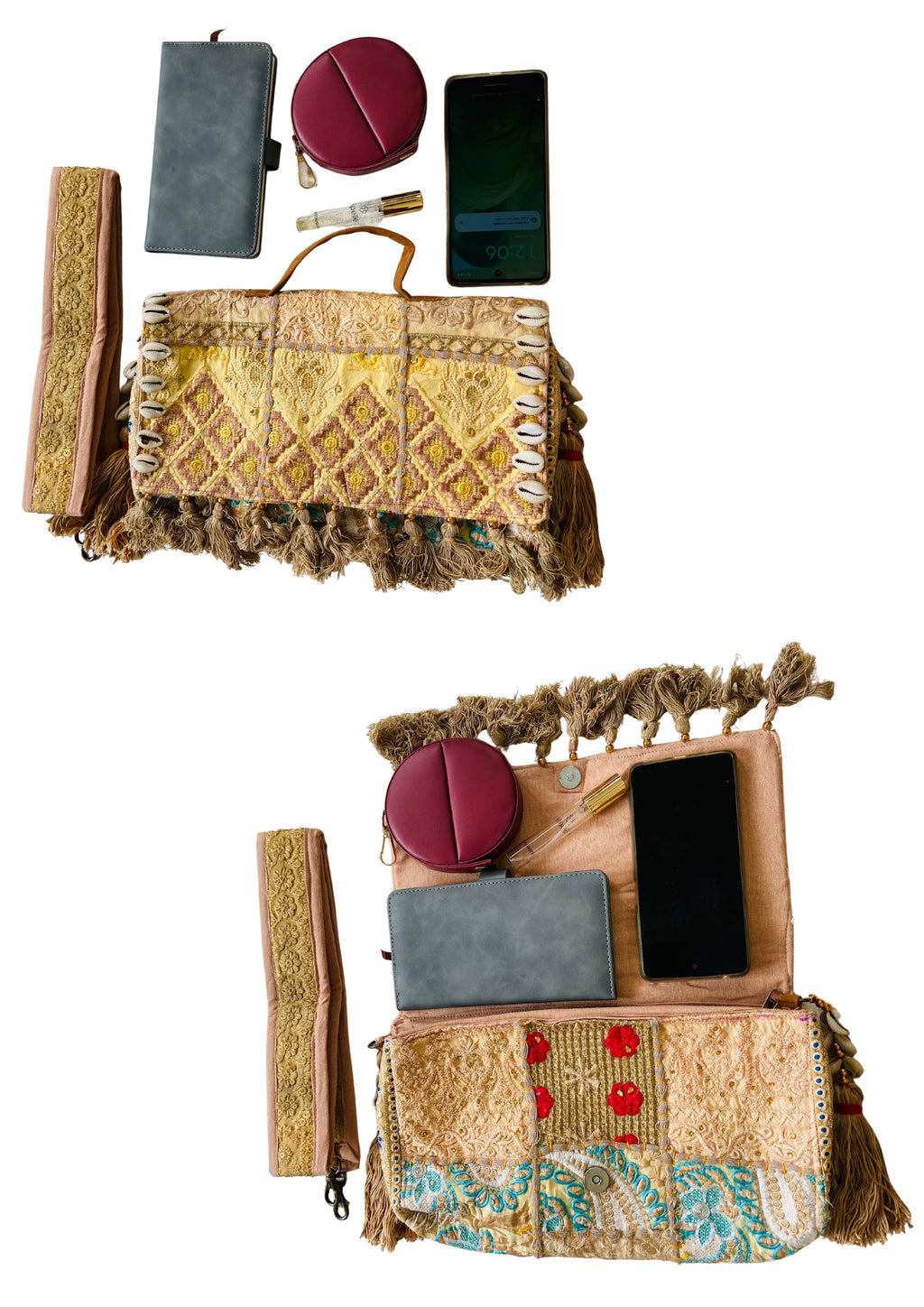 Ruhi - Luxury Handheld in Beige - Banjara Bags