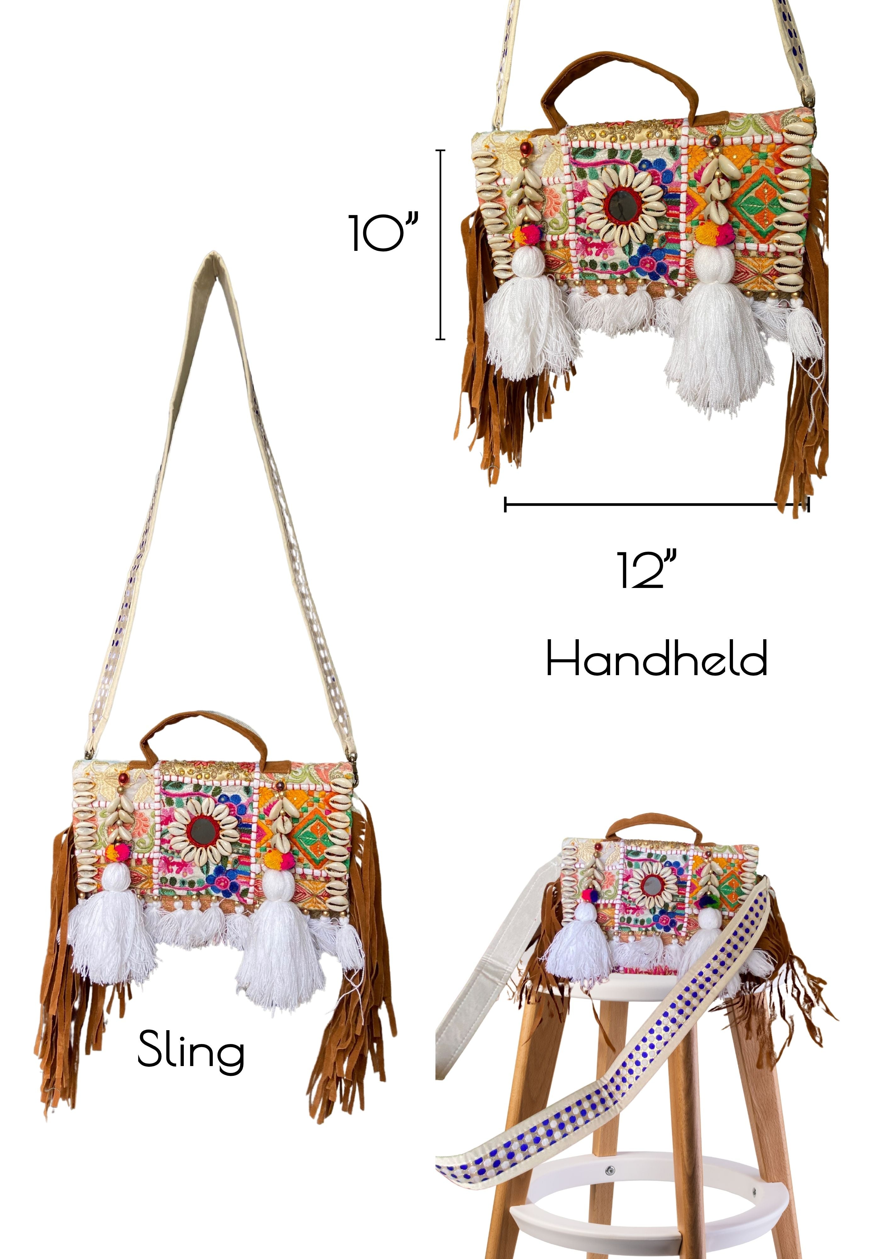 Ruhi - Soulful Elegance In Pearl White Tassels - Banjara Bags