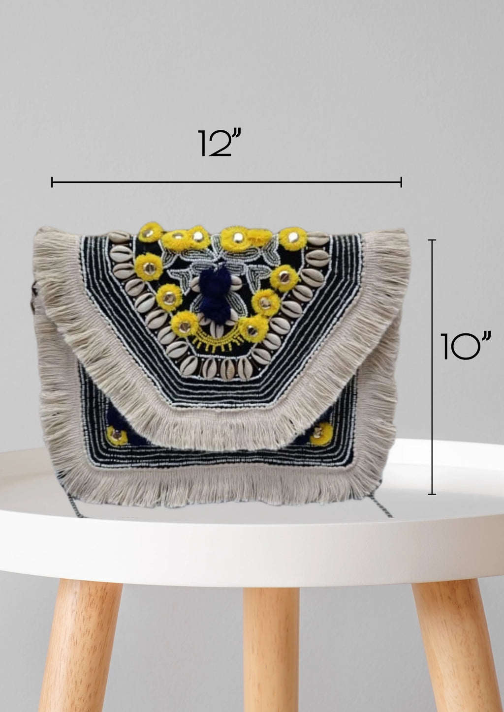 Athira - Monochrome Yellow Accents - Banjara Bags