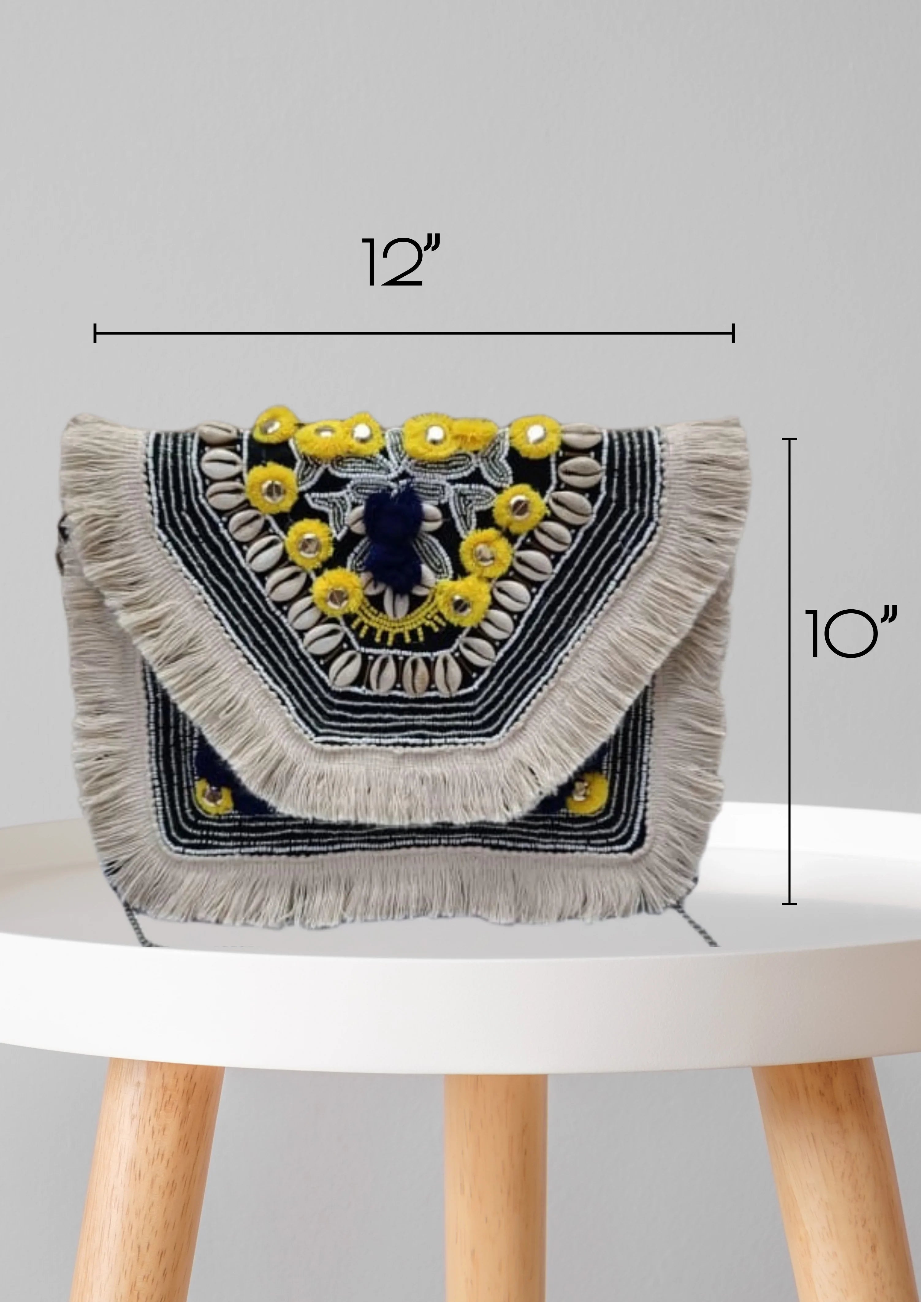 Athira - Monochrome Yellow Accents - Banjara Bags