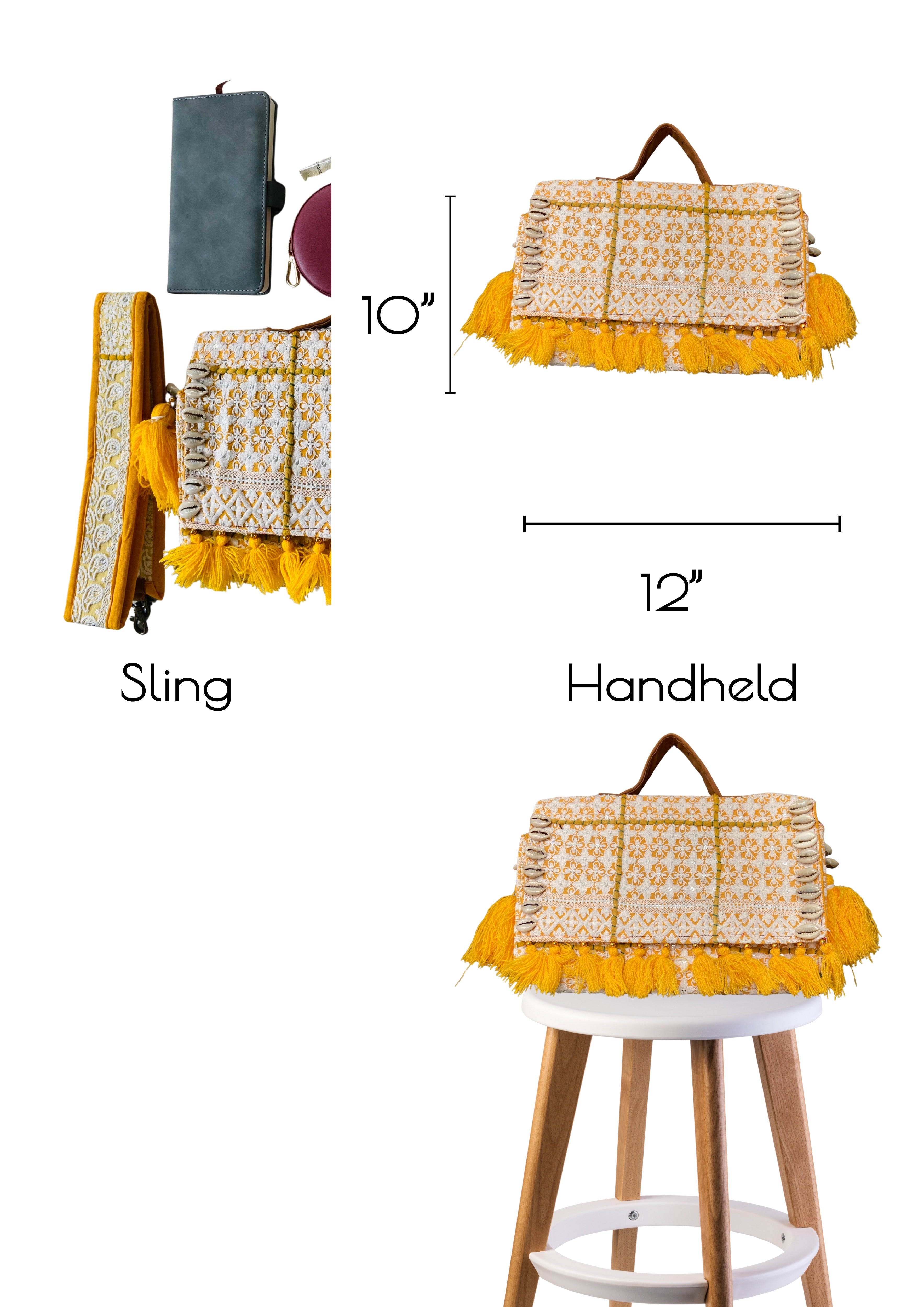 Ruhi - Luxury Handheld in Sunflower Yellow - Banjara Bags