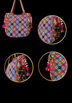 Aaliyah Designer Tote - Cowrie Shell and Micro-bead Medallion - Banjara Bags