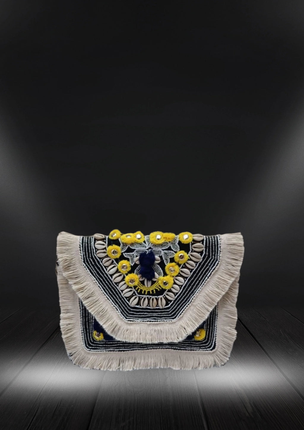 Athira - Monochrome Yellow Accents - Banjara Bags