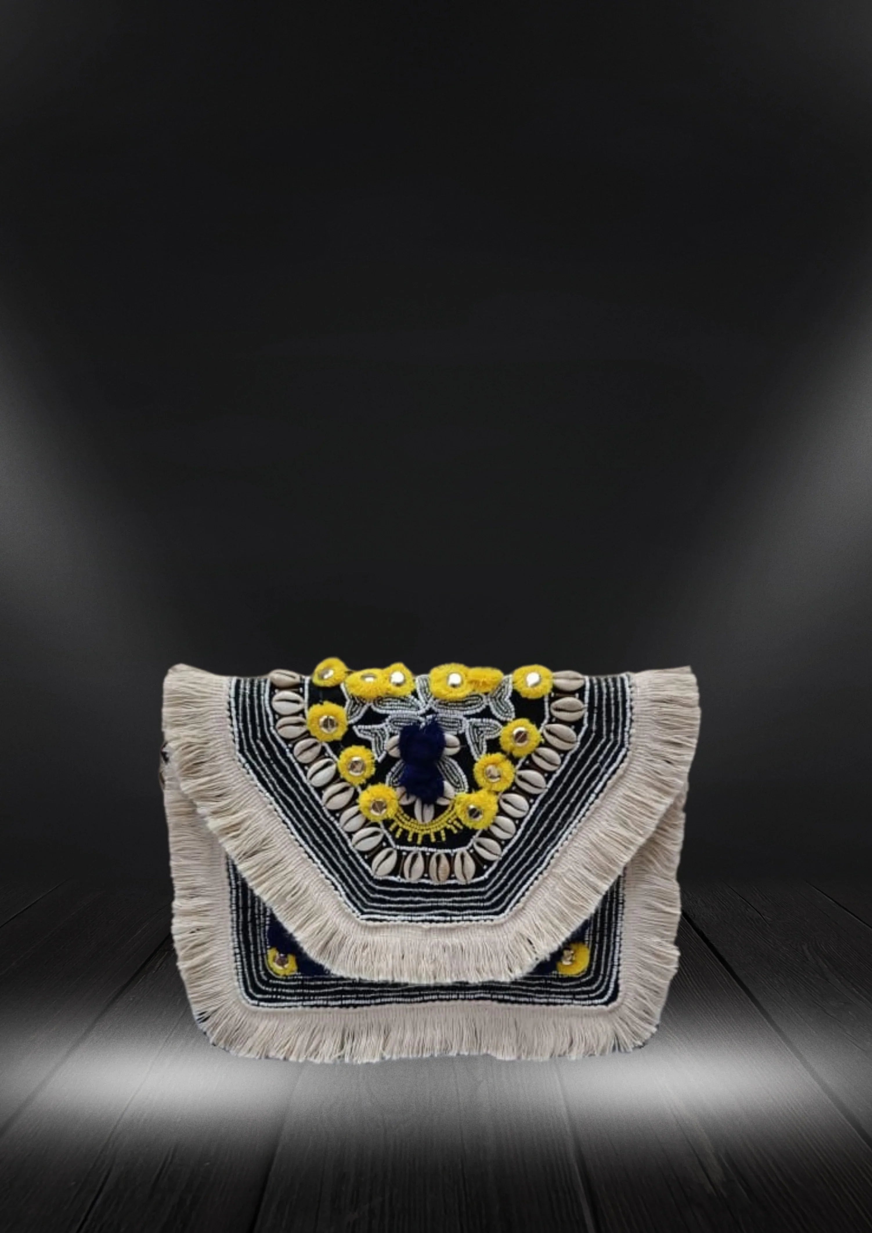 Athira - Monochrome Yellow Accents - Banjara Bags