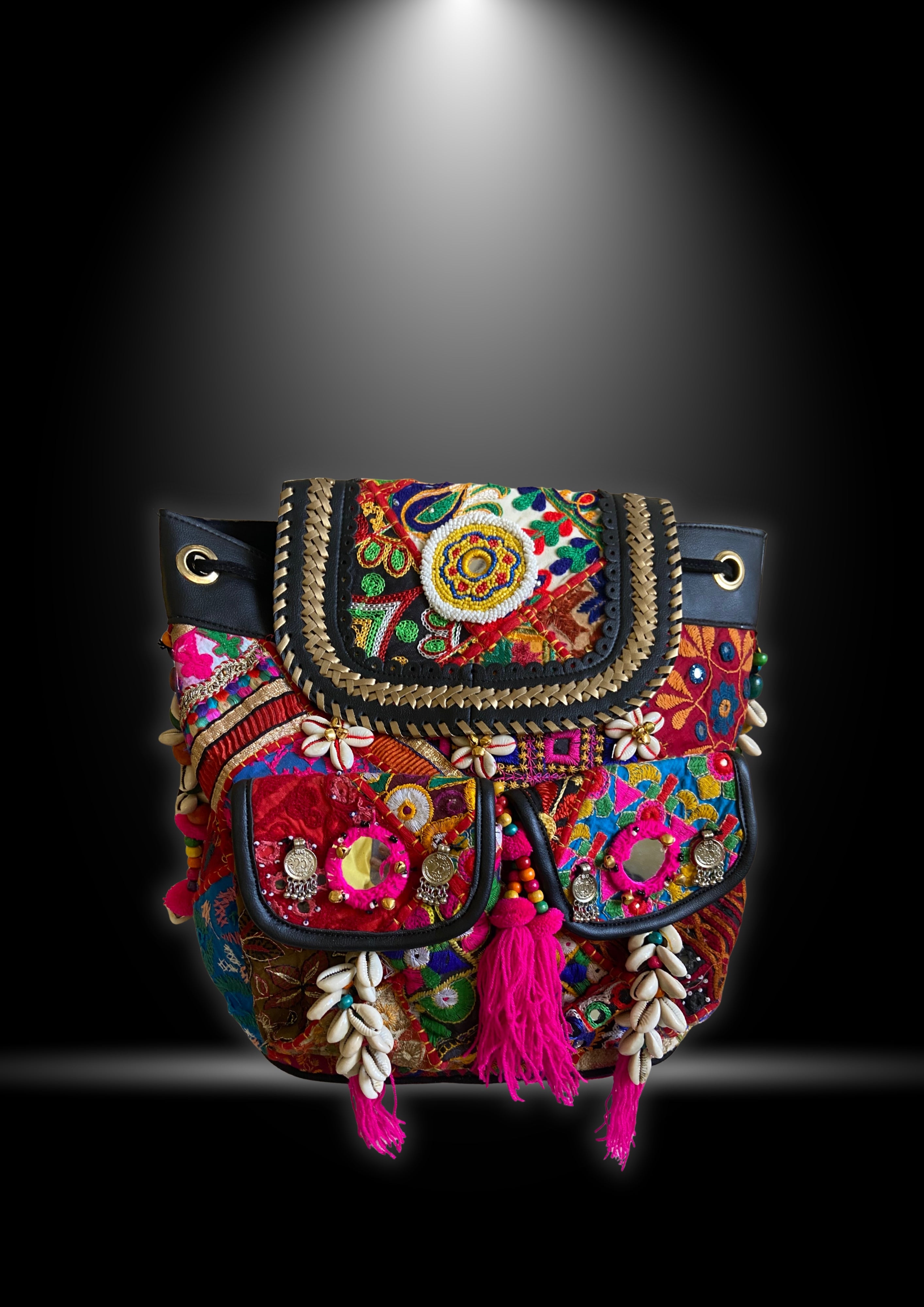 Azure Designer Backpack Microbead Medallion - Carry Culture - Banjara Bags