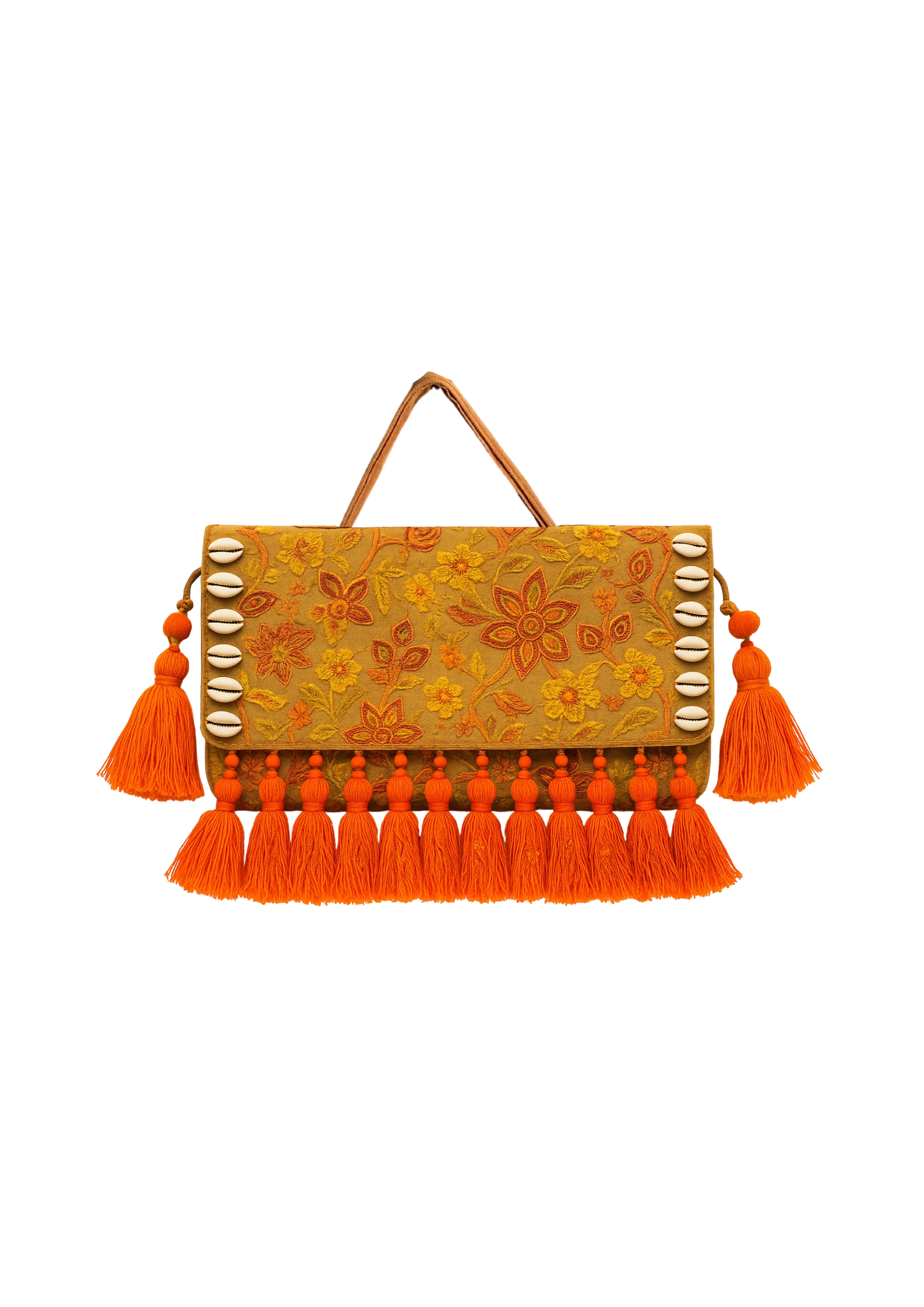 Ruhi - Luxury Handheld in Taupe and Orange