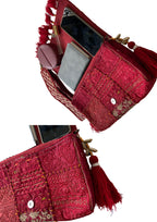 Ruhi - Luxury Handheld in Maroon - Banjara Bags