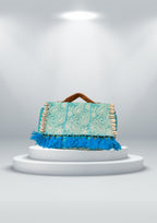 Ruhi - Luxury Handheld in Cyan Blue - Banjara Bags