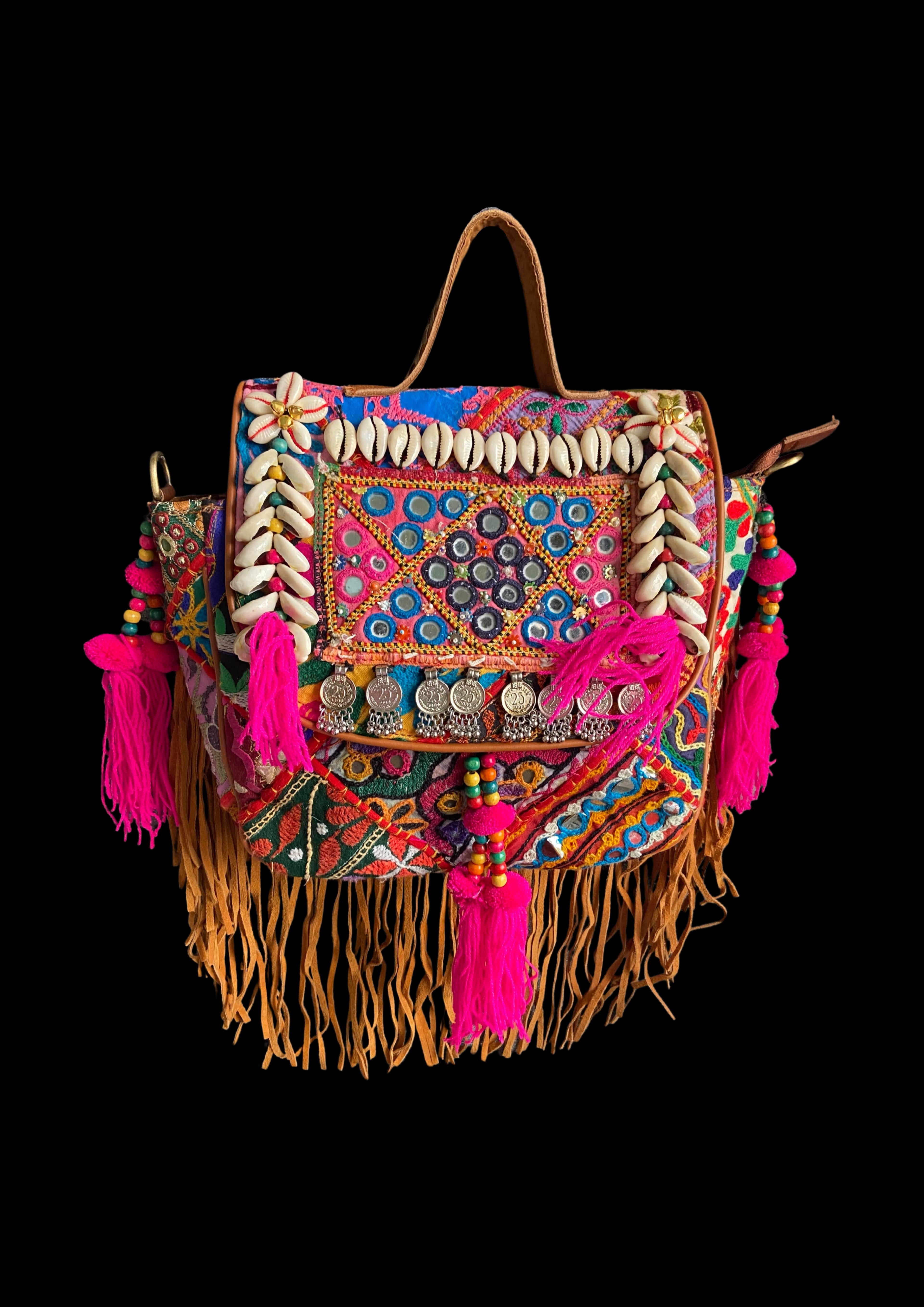 Ruhi Luxe Cowgirl Sling with Mirrorwork - Banjara Bags