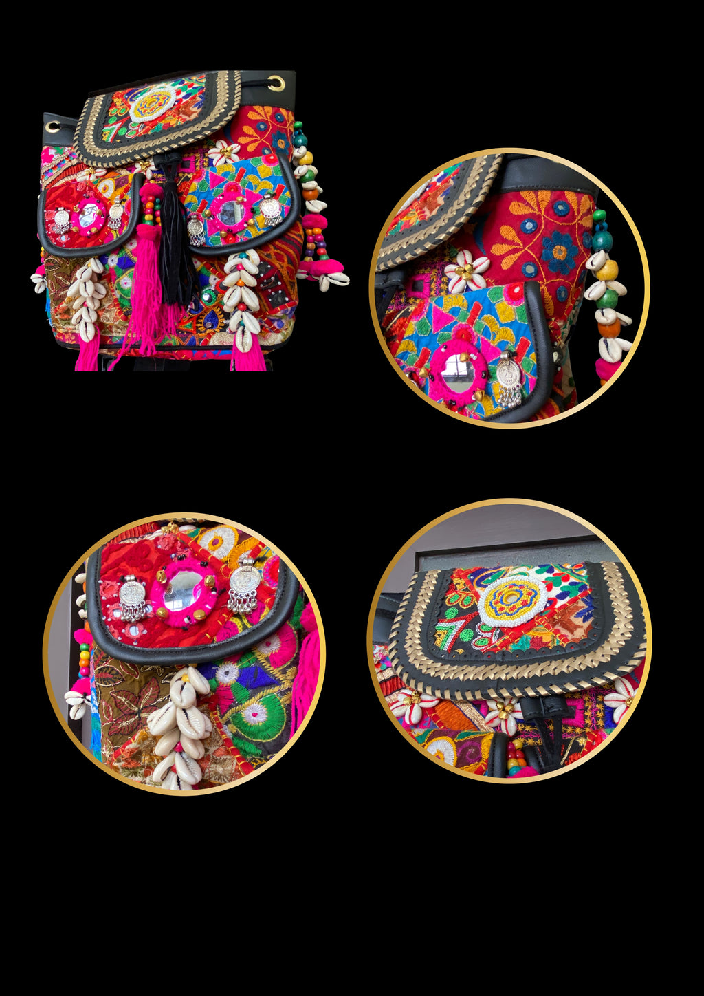 Azure Designer Backpack Microbead Medallion - Carry Culture - Banjara Bags