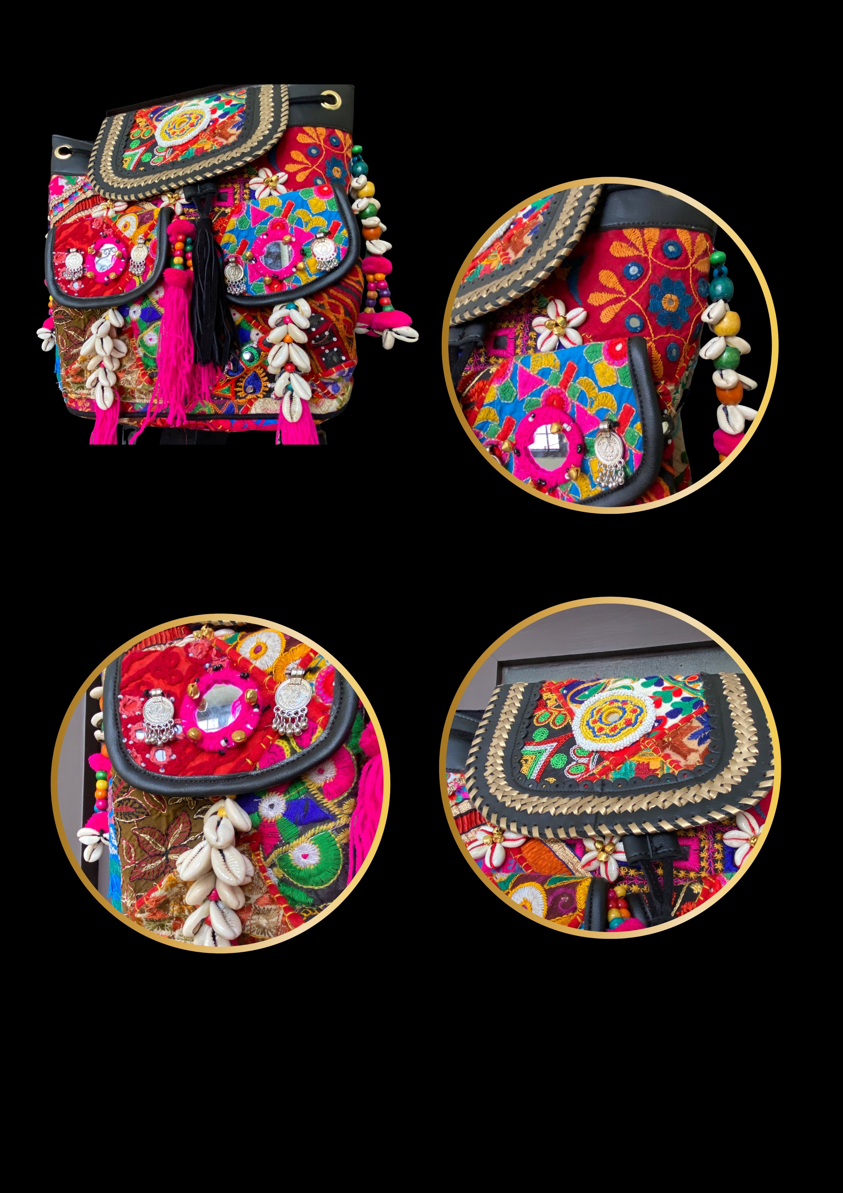 Azure Designer Backpack Microbead Medallion - Carry Culture - Banjara Bags