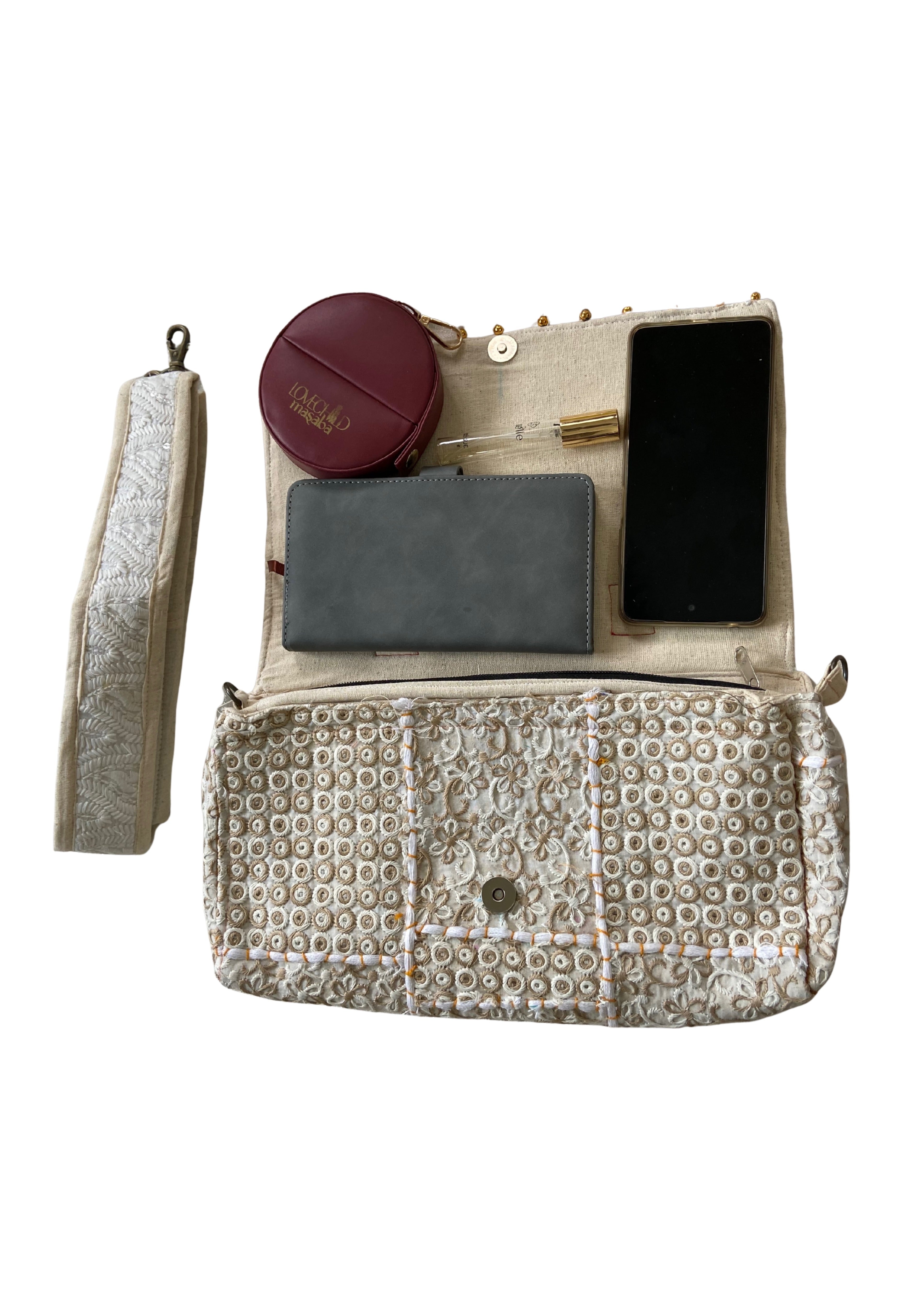 Ruhi - Luxury Handheld in Pearl White - Banjara Bags