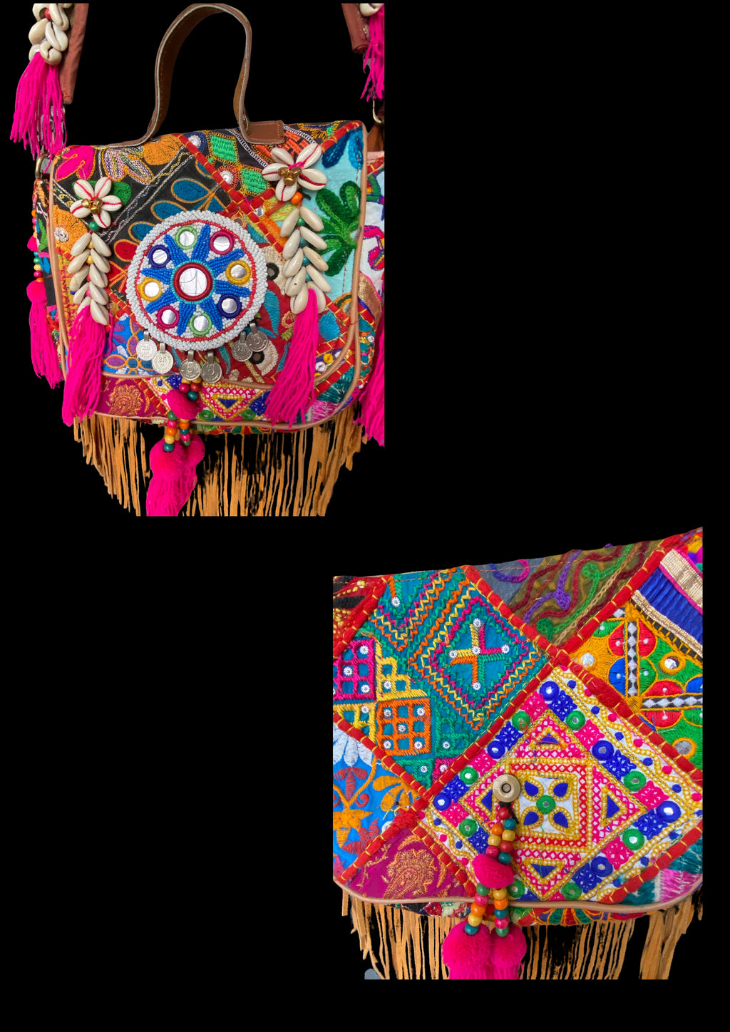 Ruhi Luxe Cowgirl Sling with Micro-bead Medallion - Banjara Bags