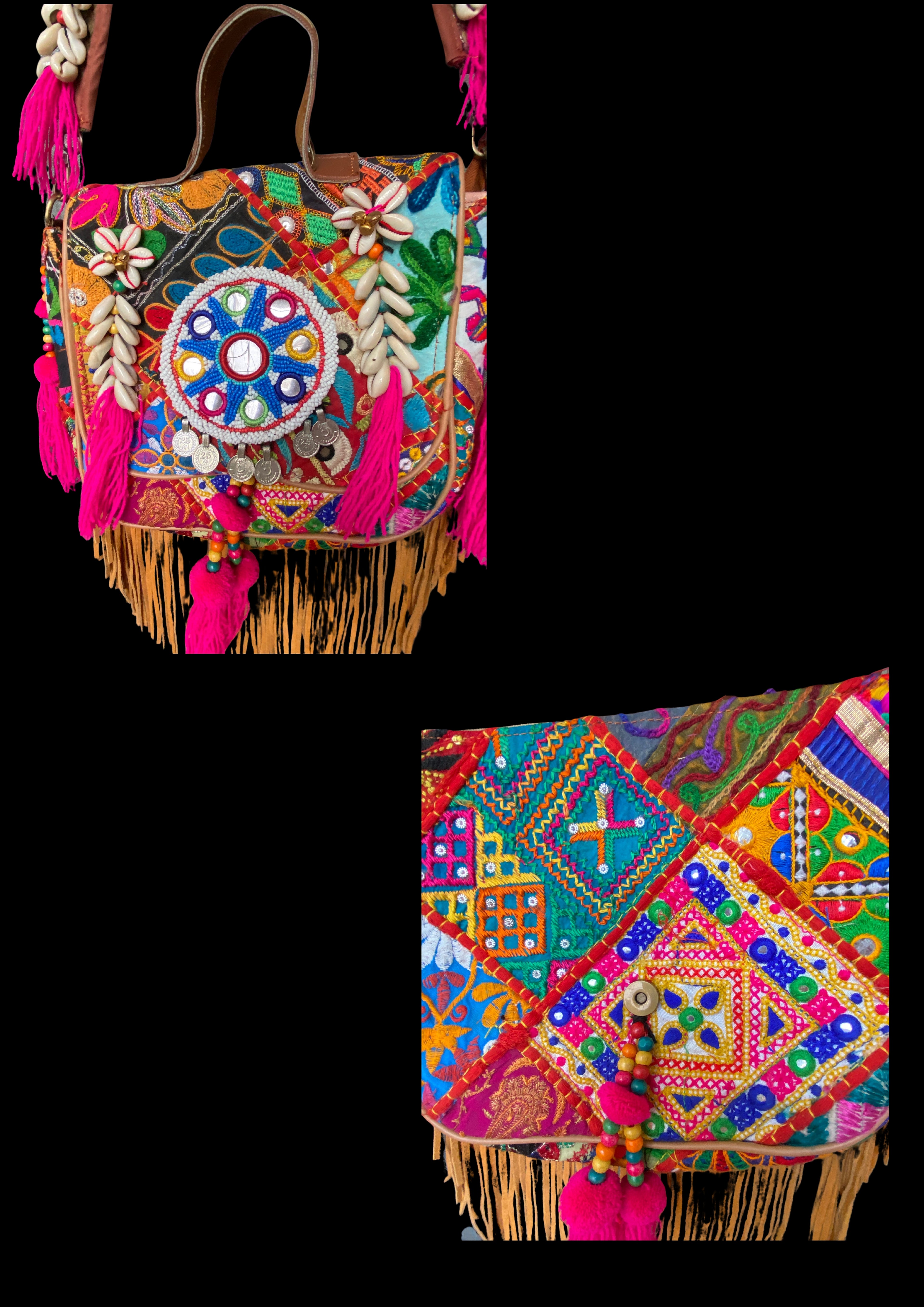 Ruhi Luxe Cowgirl Sling with Micro-bead Medallion - Banjara Bags