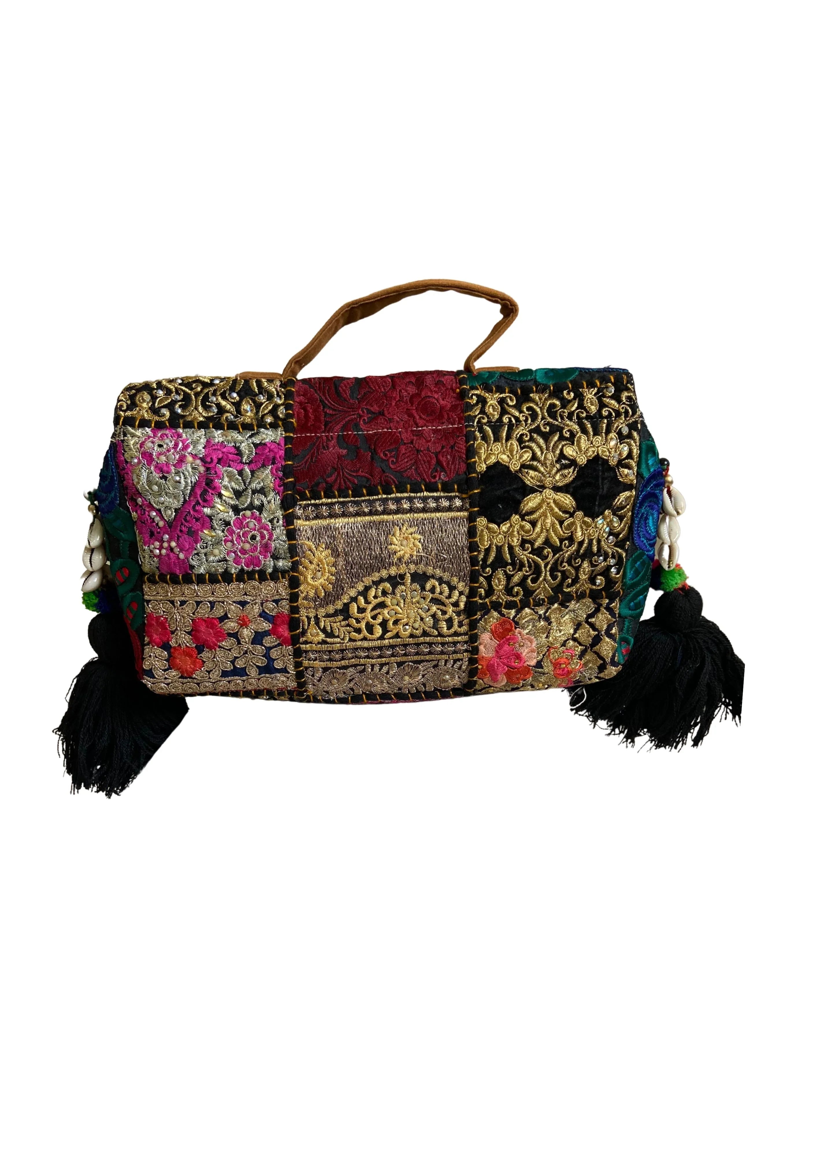 Ruhi - Soulful Elegance in Midnight Black Tassels - Banjara Bags