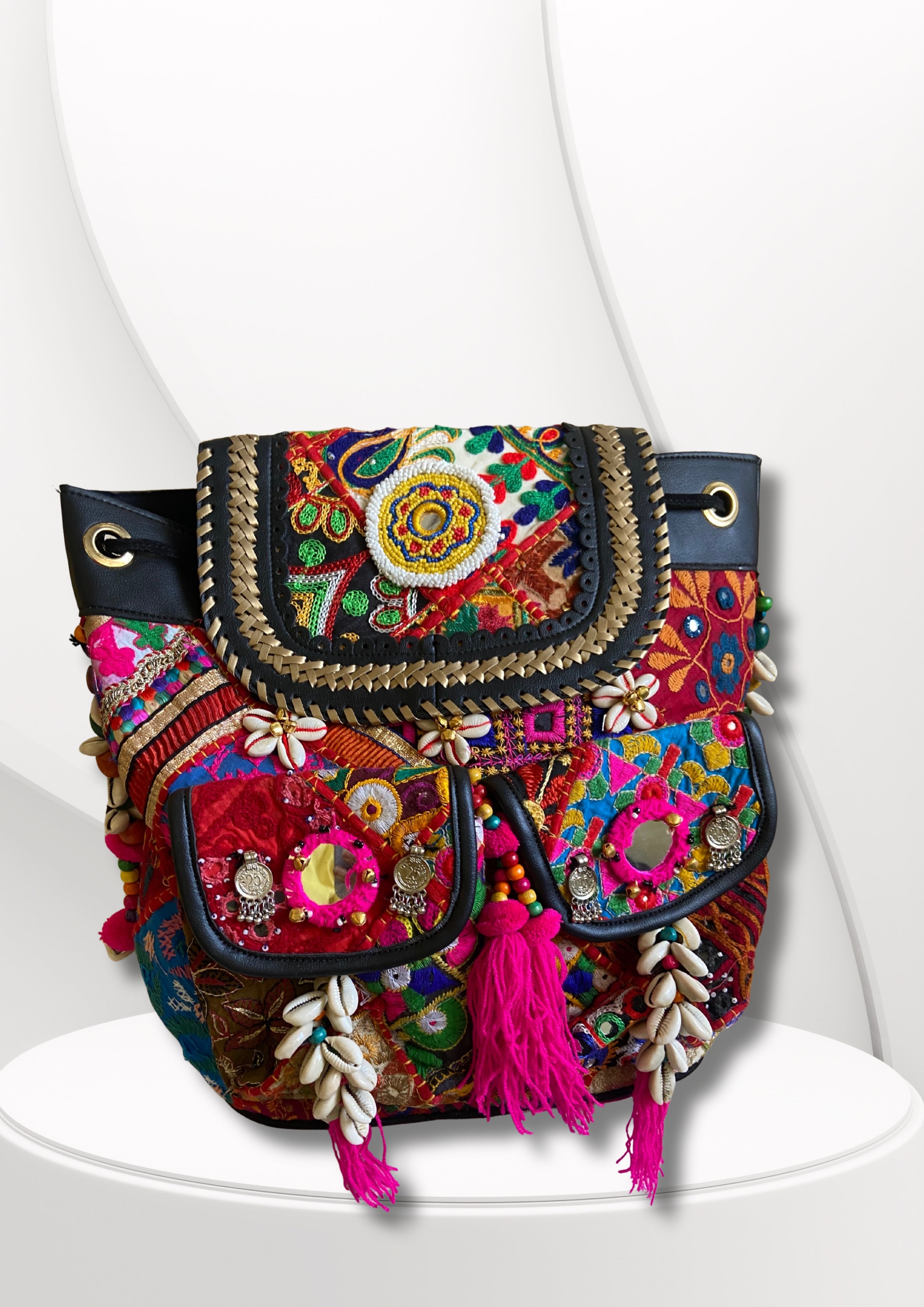 Azure Designer Backpack Microbead Medallion - Carry Culture - Banjara Bags