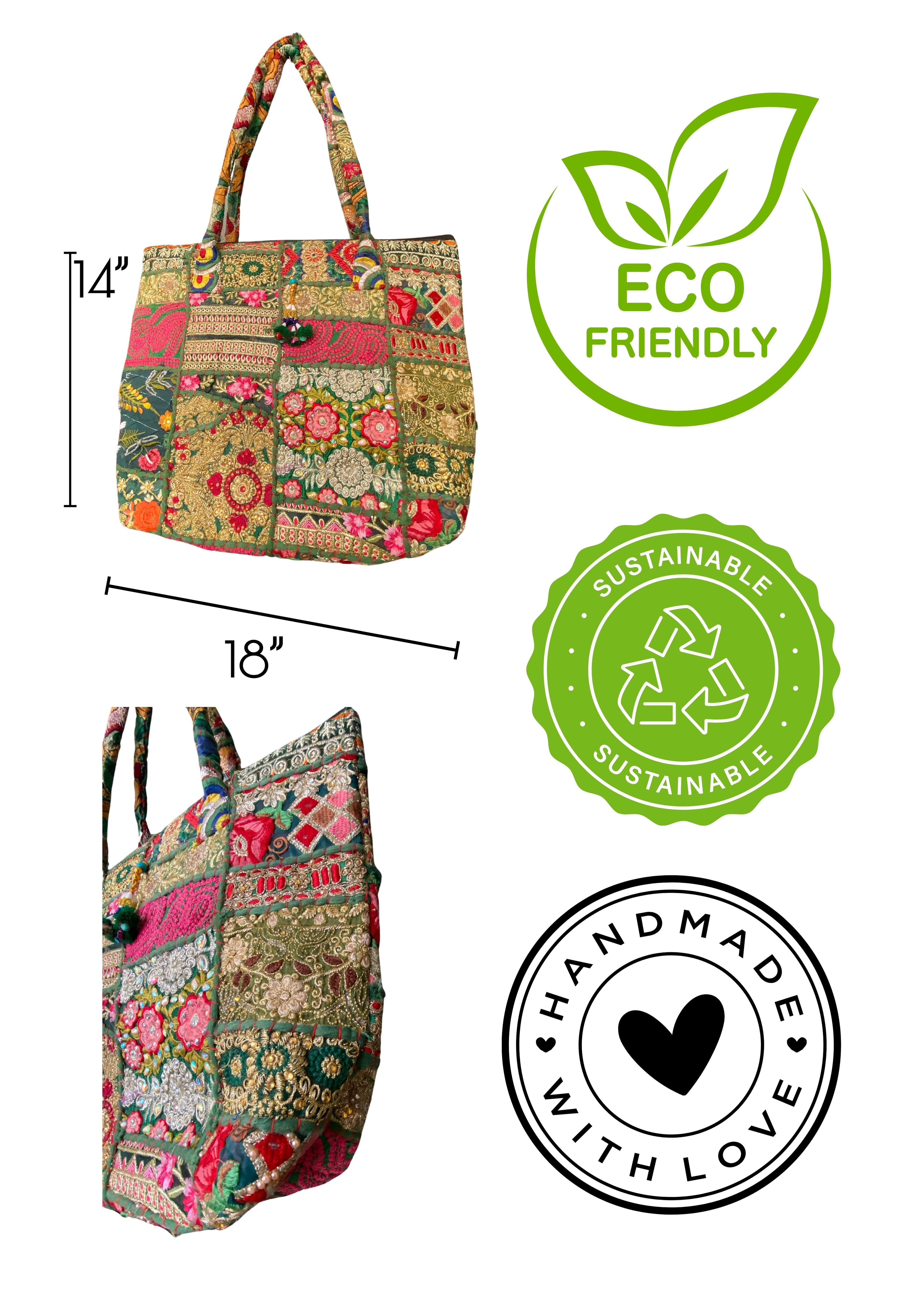 Manya - Emerald Green and Gold - Banjara Bags