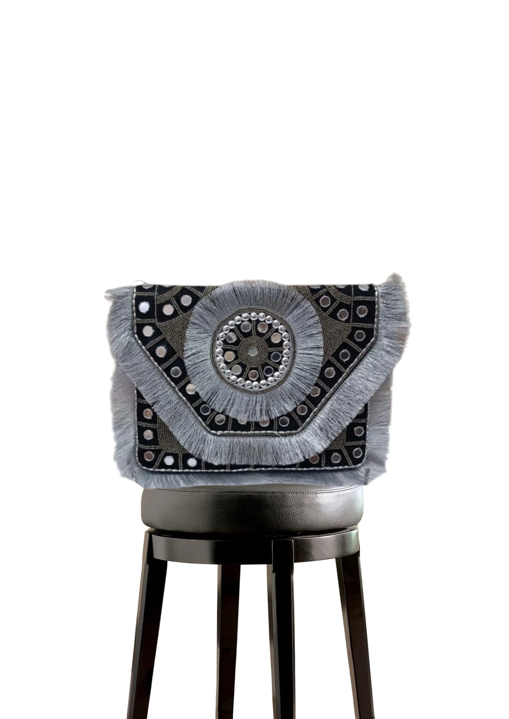 Athira - Silver Grey Mirror - Banjara Bags
