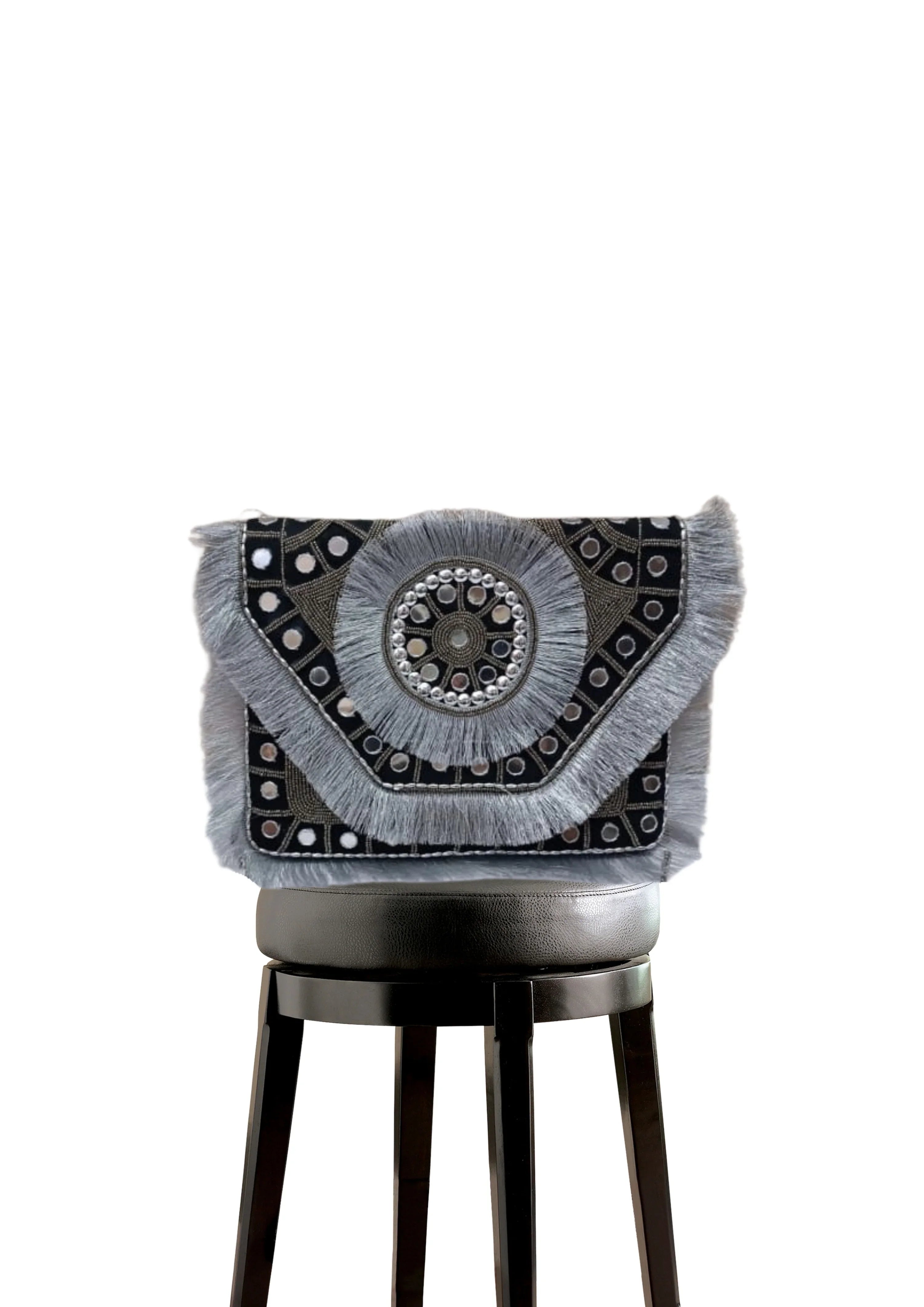 Athira - Silver Grey Mirror - Banjara Bags