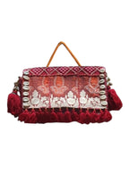 Ruhi - Luxury Handheld in Cream and Maroon - Banjara Bags
