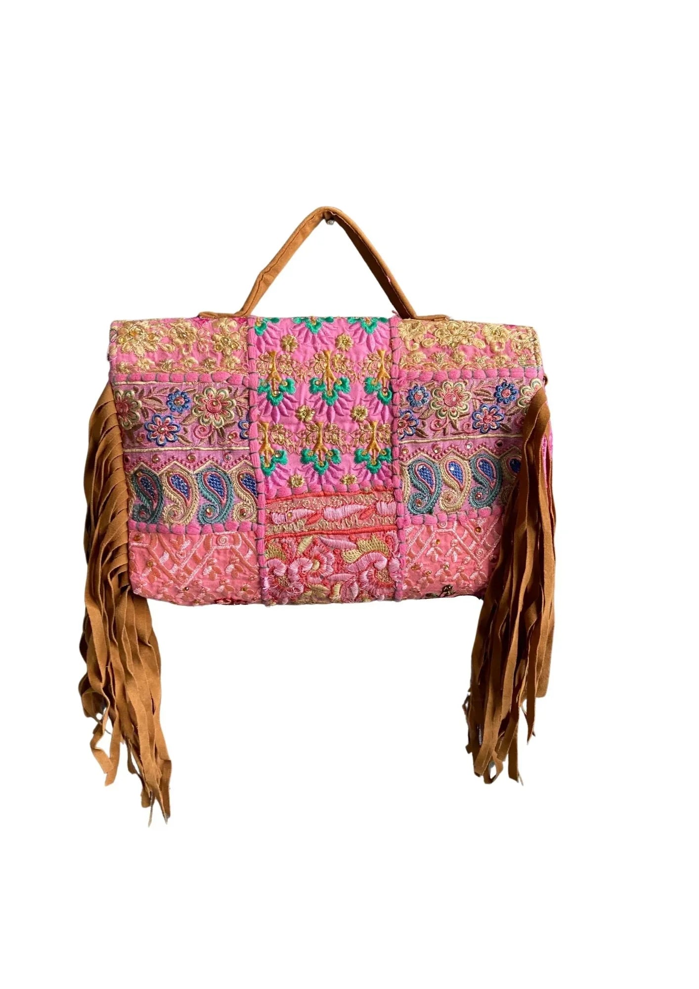 Ruhi - Soulful Elegance in Bubblegum Pink Tassels - Banjara Bags