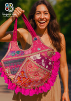 Mithra - Rani Pink Tassles - Banjara Bags