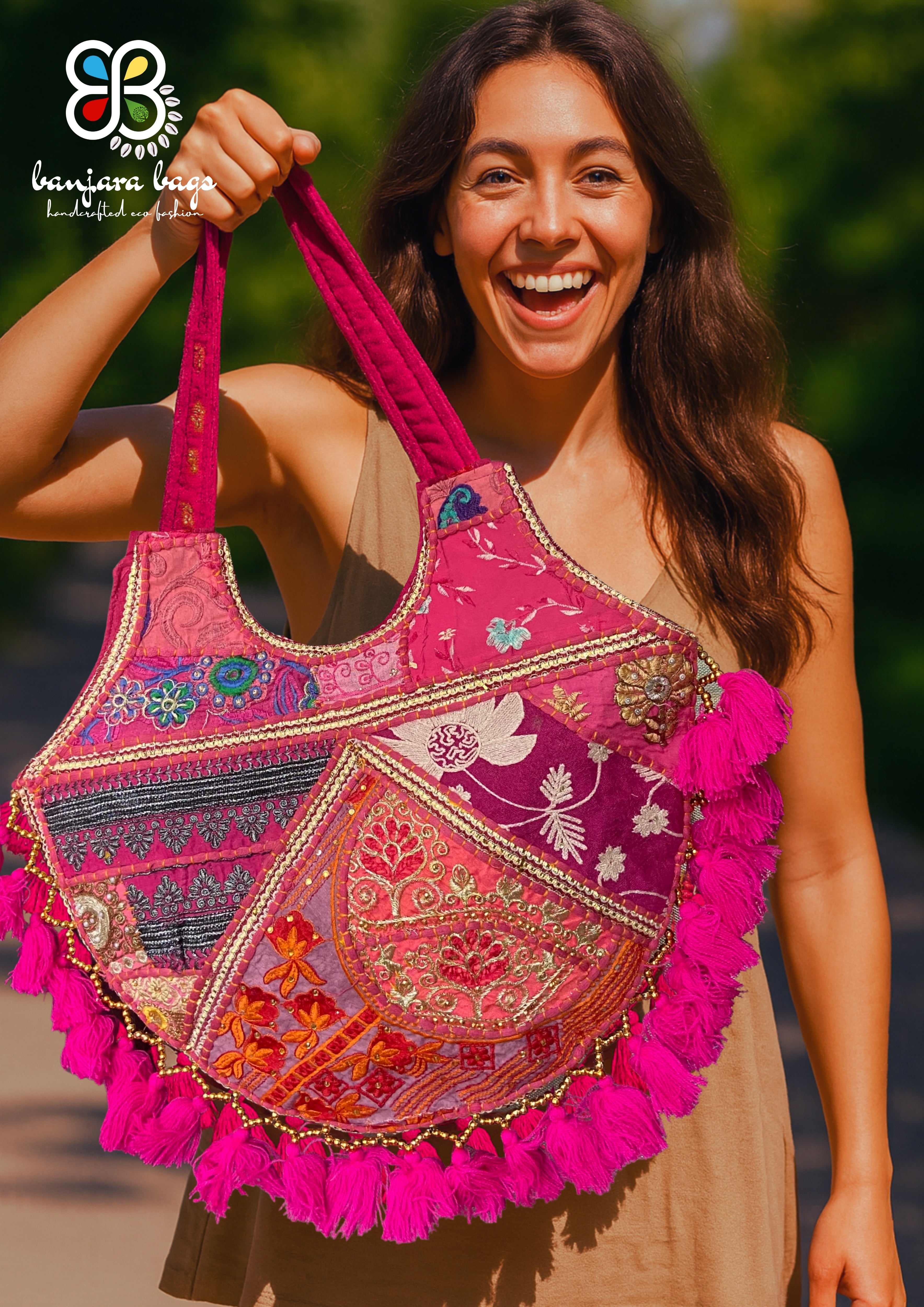 Mithra - Rani Pink Tassles - Banjara Bags